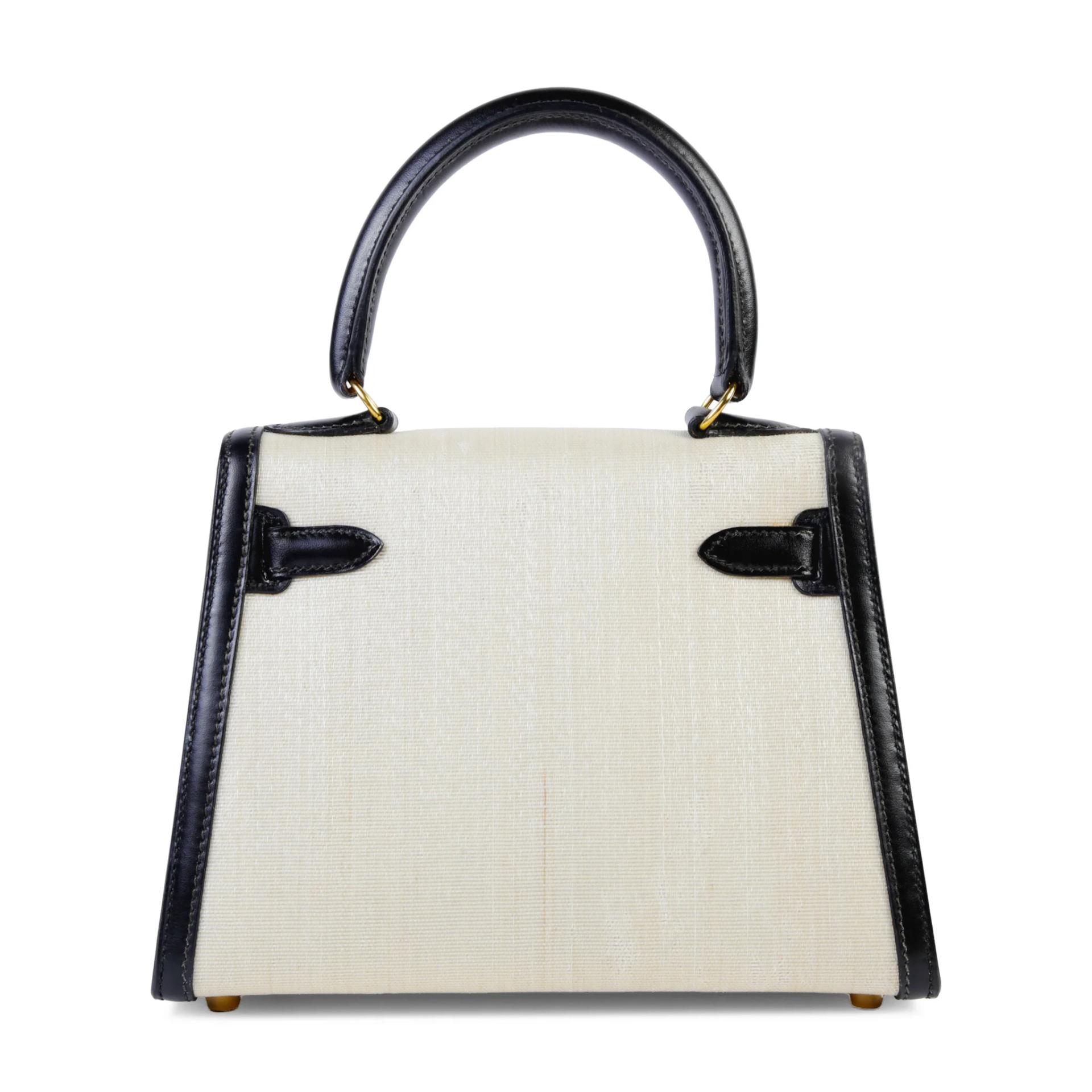 中古B HERMÈS 愛馬仕 Mini Kelly 20 米色 Beige Crinoline 馬毛編織 金扣 〇W刻 1993年 - 2