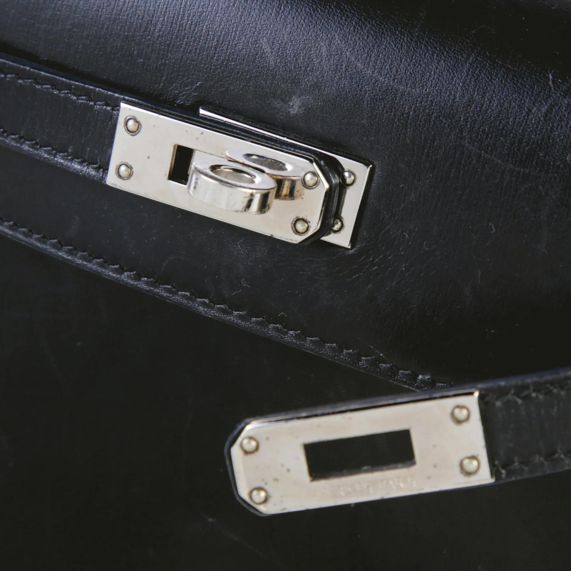 中古AB HERMÈS 愛馬仕 Mini Kelly 20 89 黑色 Noir (Black) Box牛皮 銀扣 □C刻 1999年 - 8