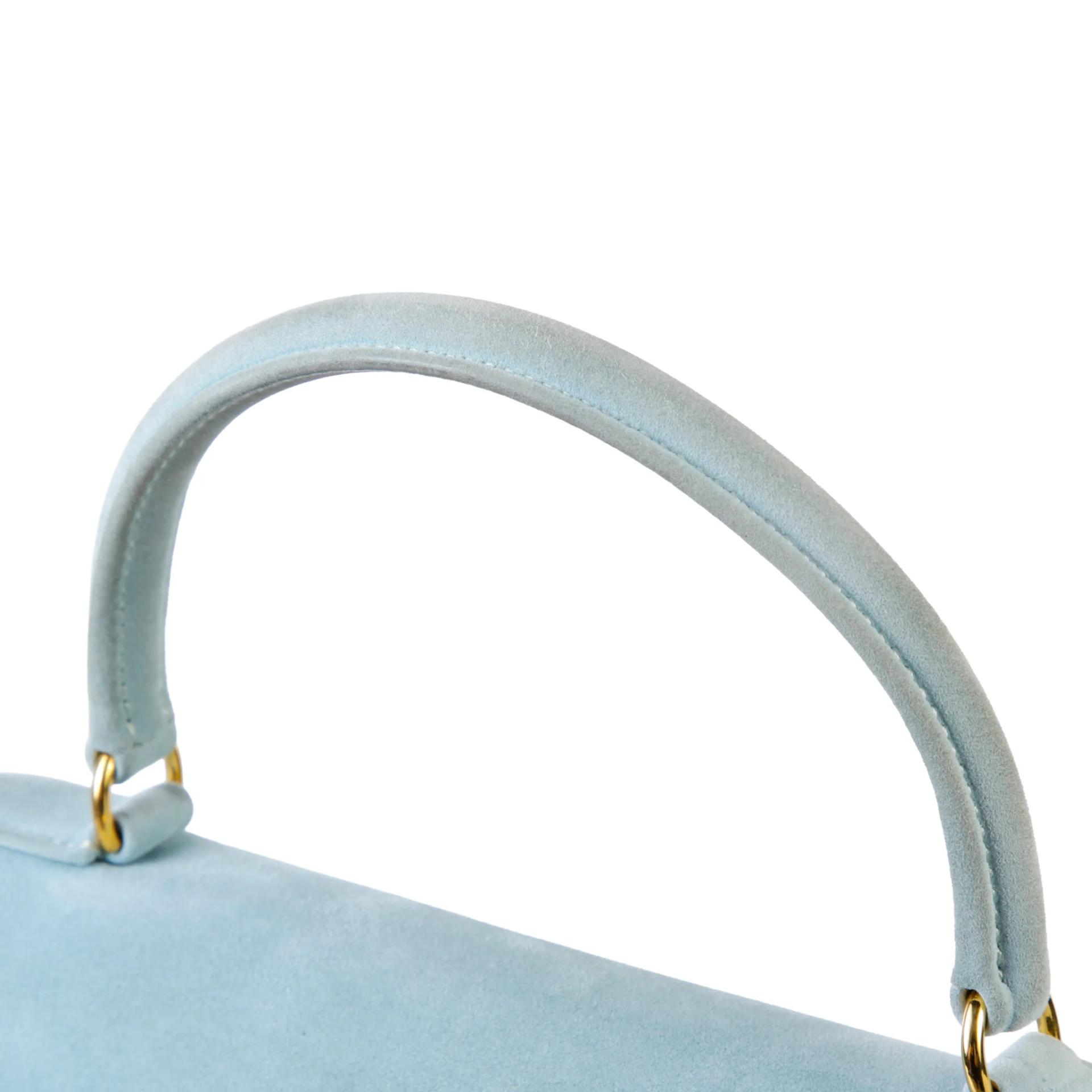 Good ( Rank AB) HERMÈS Kelly 35 Sellier Blue Doblis Suede Gold hardware Circle Y (1995) - 3