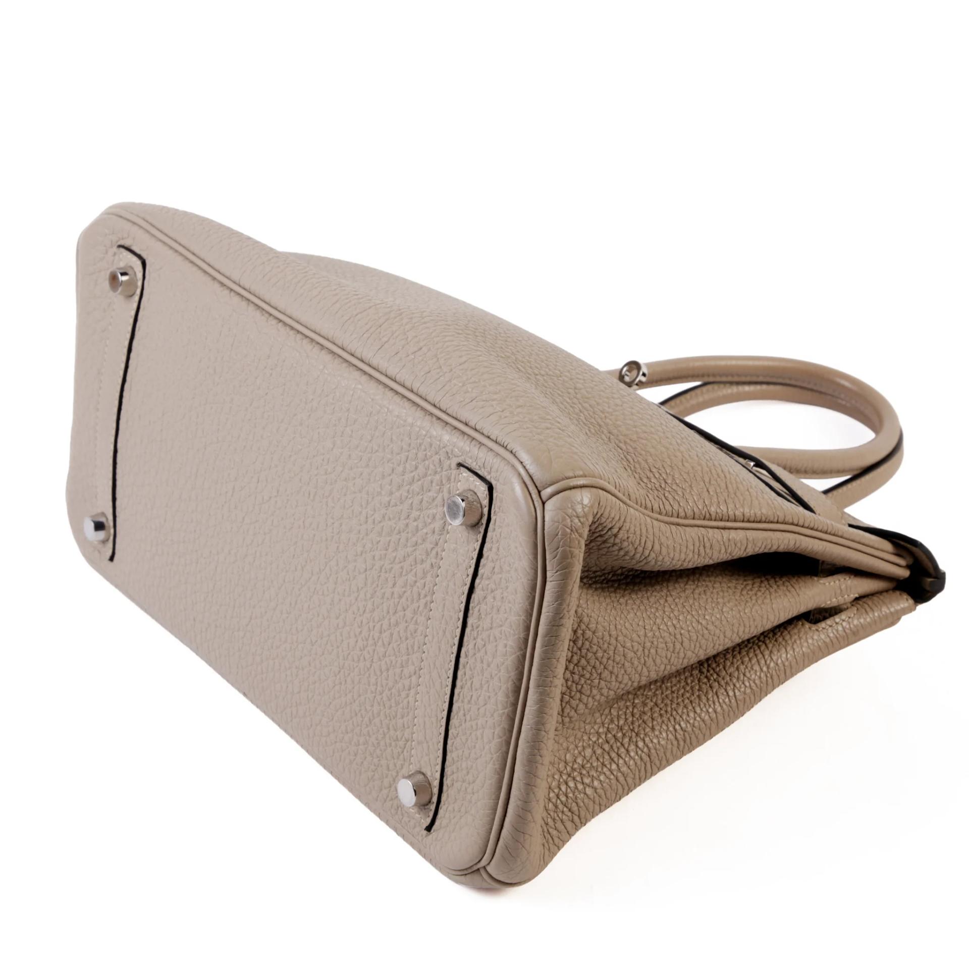 Very Good ( Rank A) HERMÈS Birkin 30 Gris Tourterelle (81) Clemence Palladium hardware Square M (2009) - 5