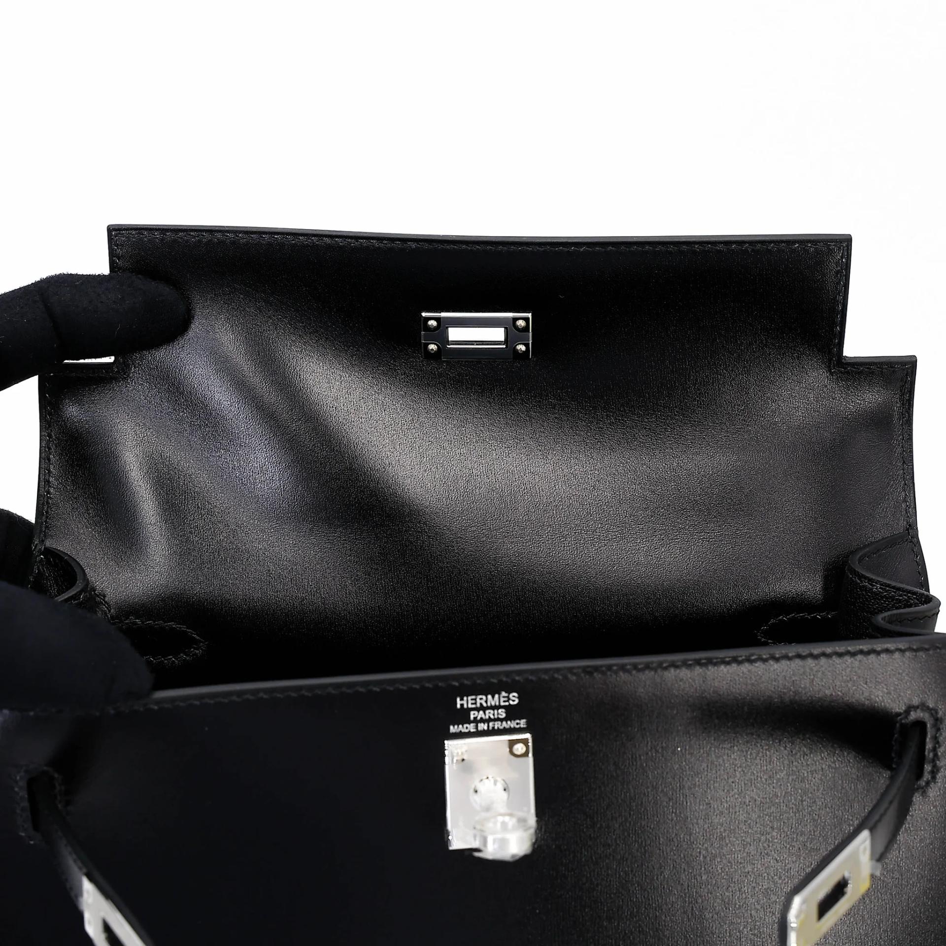 ランク N 新品 HERMÈS エルメス ケリー25 ブラック (89) ボックスカーフ シルバー金具 G刻印 (2026) - 12