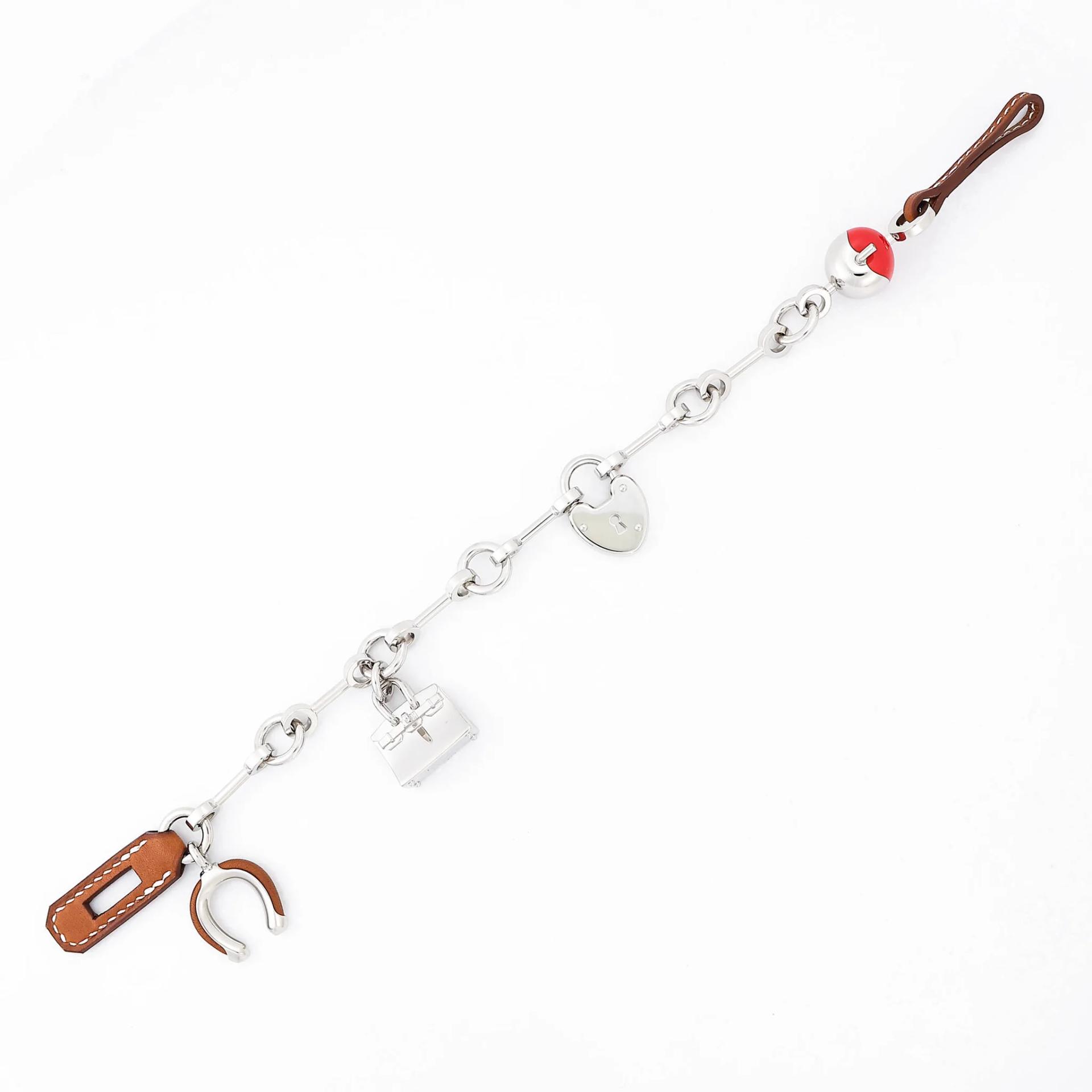 ランク N 新品 HERMÈS エルメス バッグチャーム フォーブ (34) ルージュクー (S3) バレニア シルバー金具 - 4