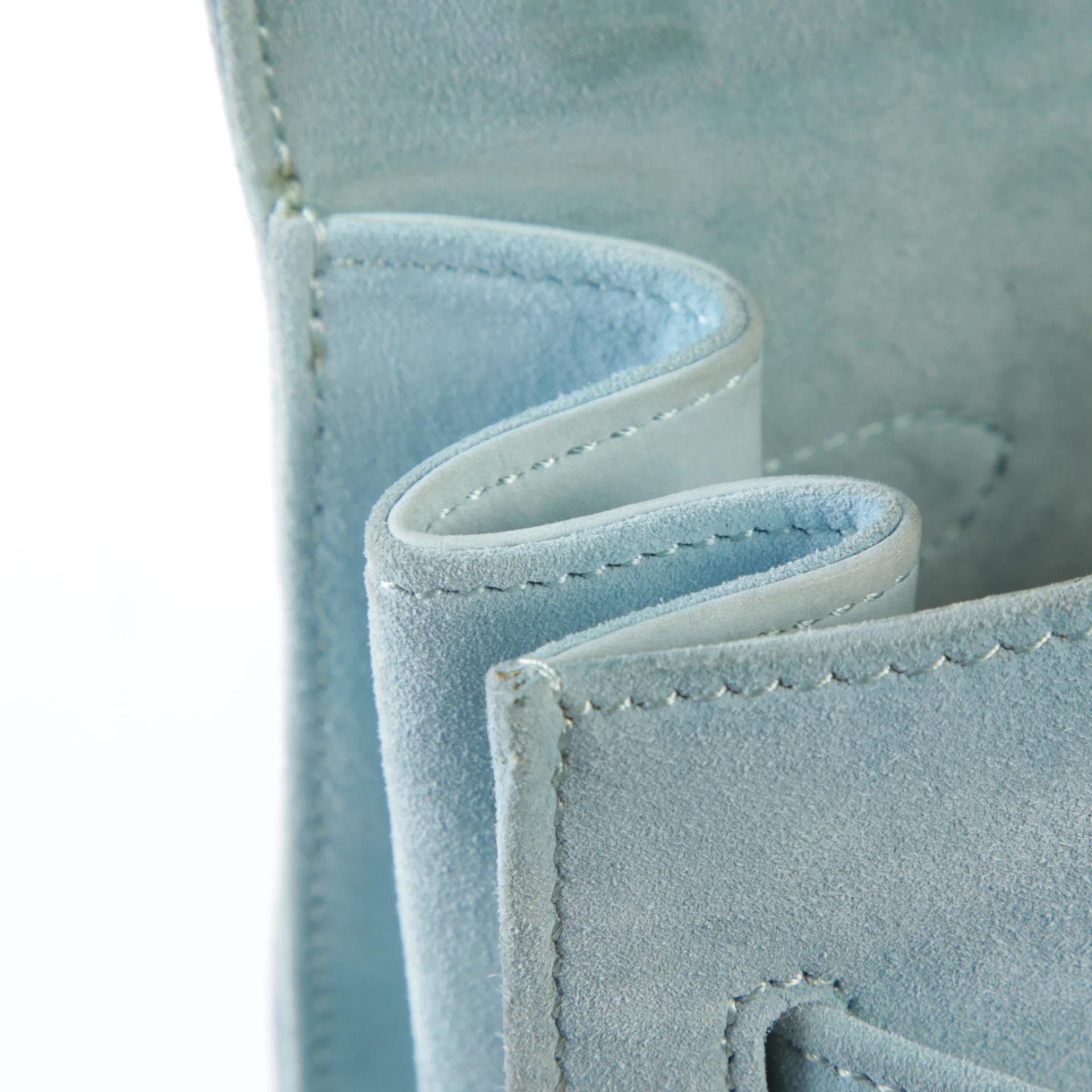 Good ( Rank AB) HERMÈS Kelly 35 Sellier Blue Doblis Suede Gold hardware Circle Y (1995) - 13