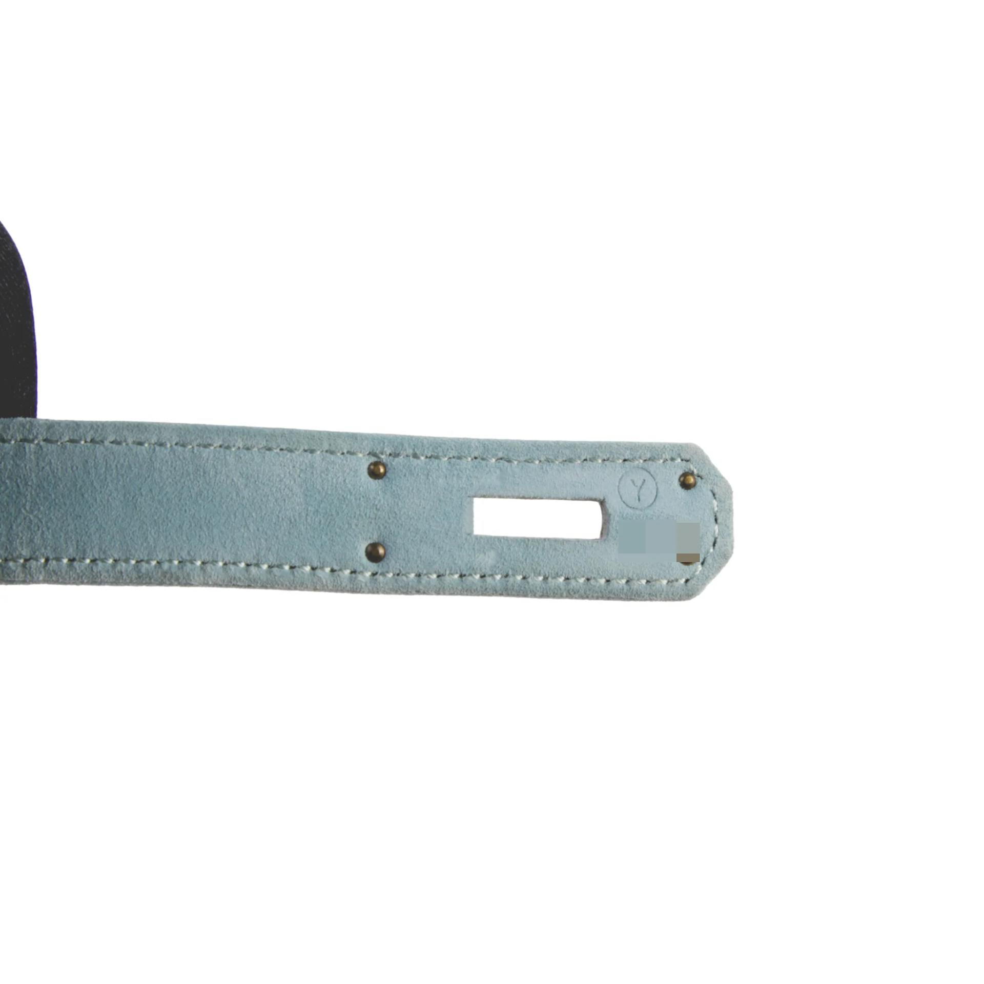 Good ( Rank AB) HERMÈS Kelly 35 Sellier Blue Doblis Suede Gold hardware Circle Y (1995) - 10