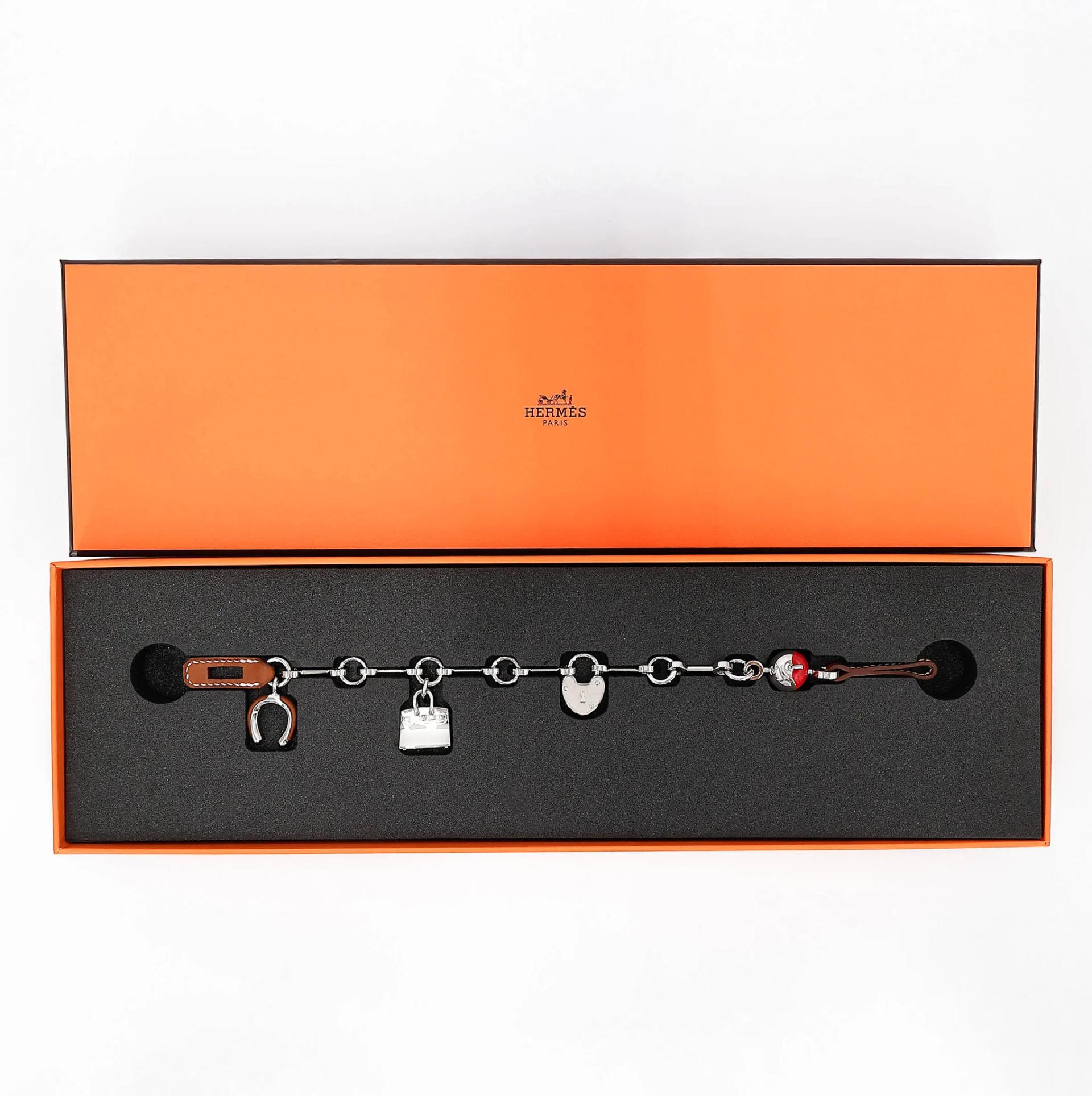 ランク N 新品 HERMÈS エルメス バッグチャーム フォーブ (34) ルージュクー (S3) バレニア シルバー金具 - 3