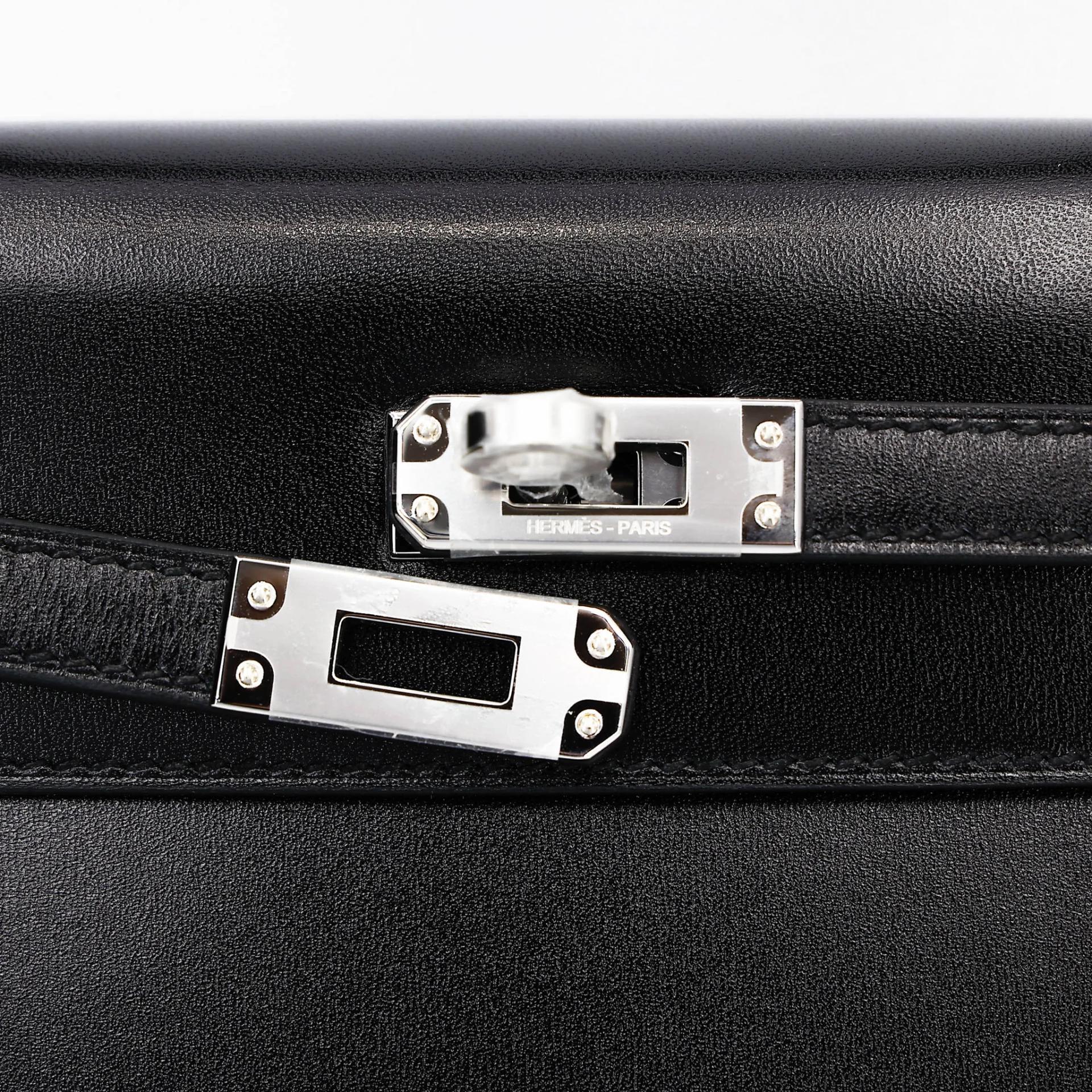 ランク N 新品 HERMÈS エルメス ケリー25 ブラック (89) ボックスカーフ シルバー金具 G刻印 (2026) - 8