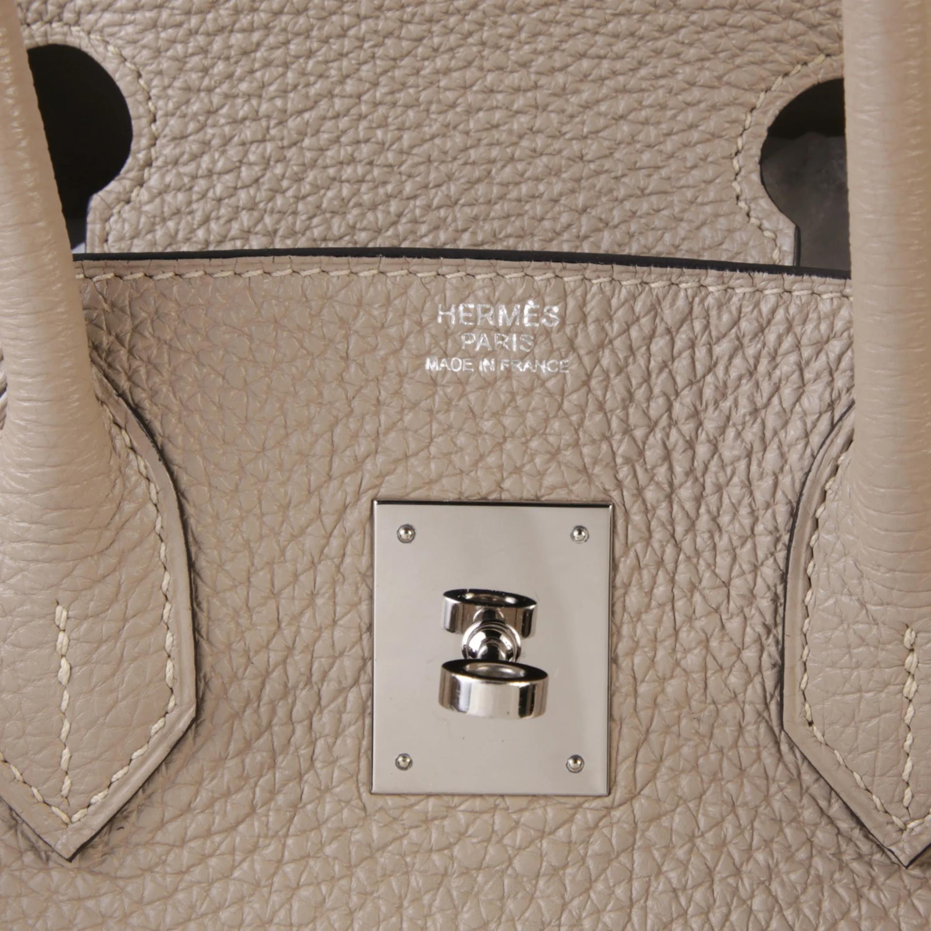 Very Good ( Rank A) HERMÈS Birkin 30 Gris Tourterelle (81) Clemence Palladium hardware Square M (2009) - 9