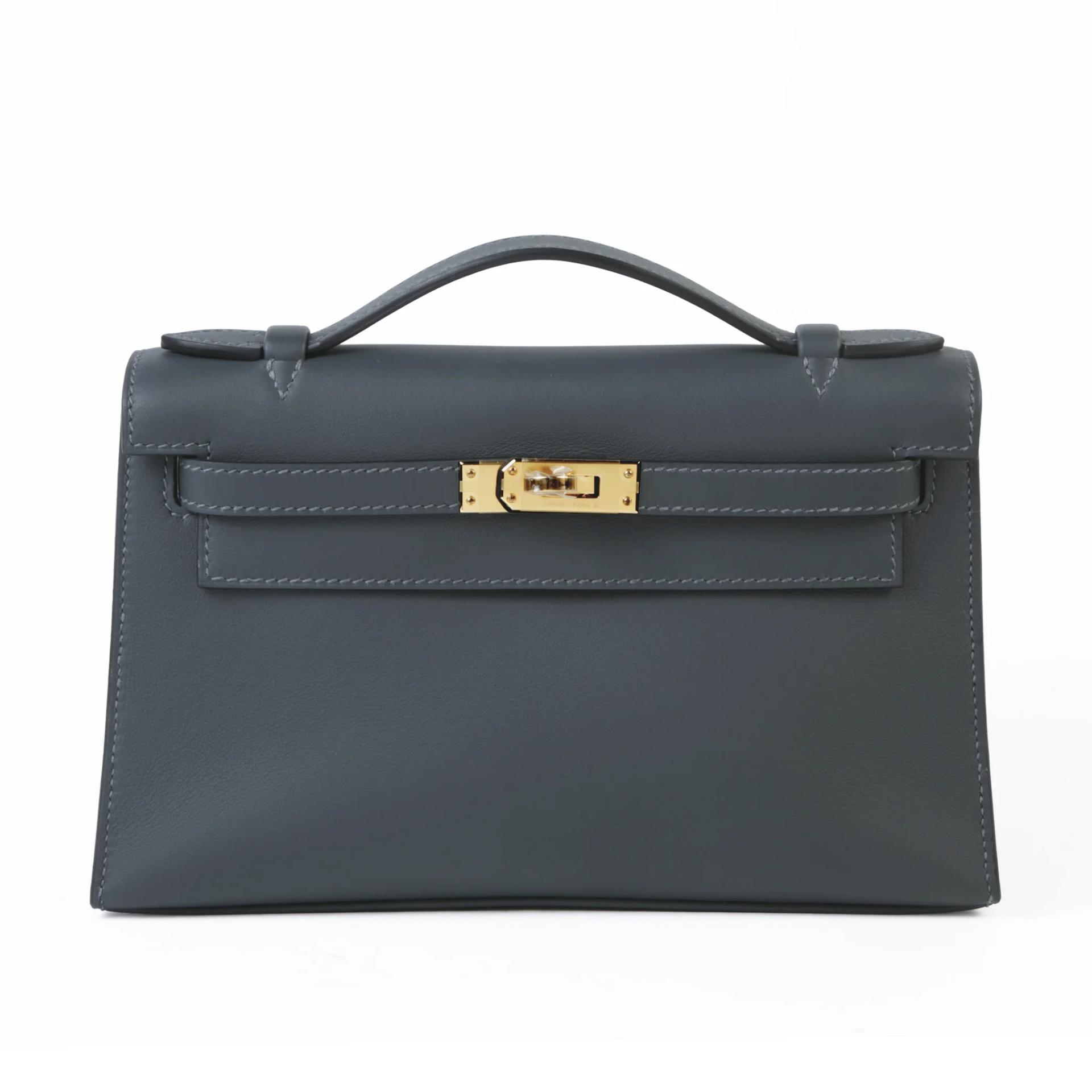 Unused ( Rank NS ) HERMÈS Kelly Pochette Gris misty (H0) Swift Gold hardware K (2025) - 1