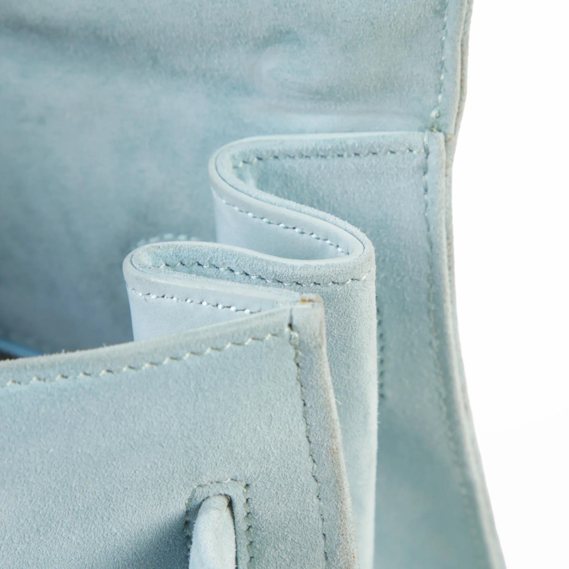 Good ( Rank AB) HERMÈS Kelly 35 Sellier Blue Doblis Suede Gold hardware Circle Y (1995) - 12