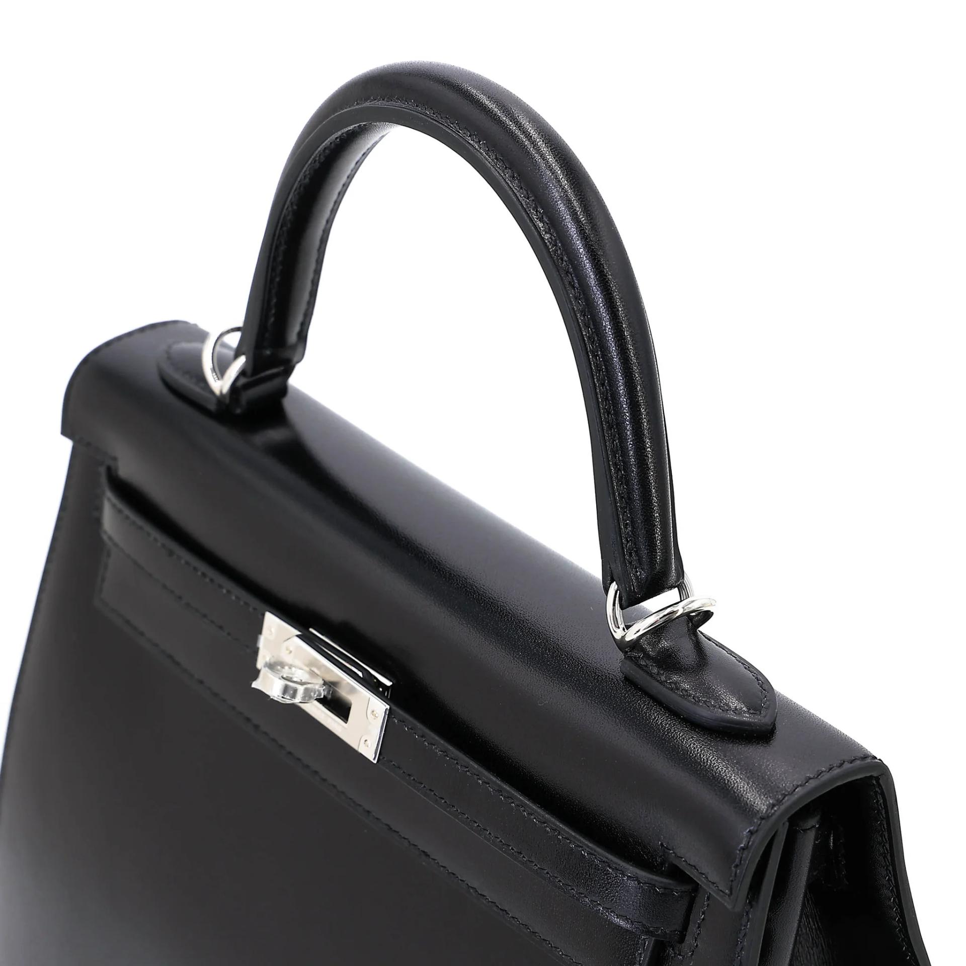 ランク N 新品 HERMÈS エルメス ケリー25 ブラック (89) ボックスカーフ シルバー金具 G刻印 (2026) - 3