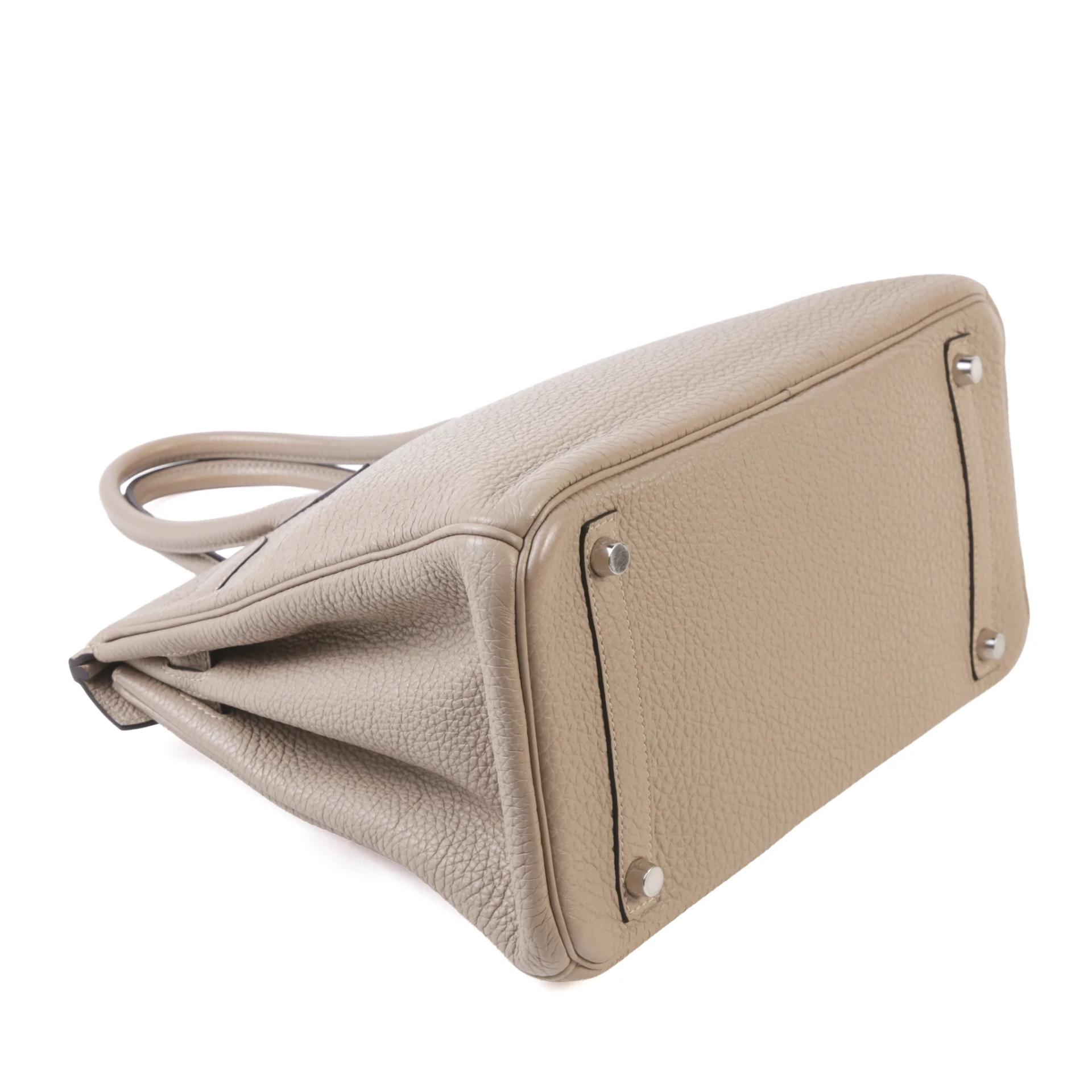 Very Good ( Rank A) HERMÈS Birkin 30 Gris Tourterelle (81) Clemence Palladium hardware Square M (2009) - 6
