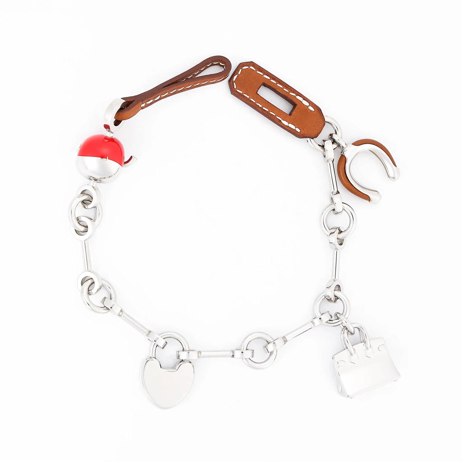 ランク N 新品 HERMÈS エルメス バッグチャーム フォーブ (34) ルージュクー (S3) バレニア シルバー金具 - 2