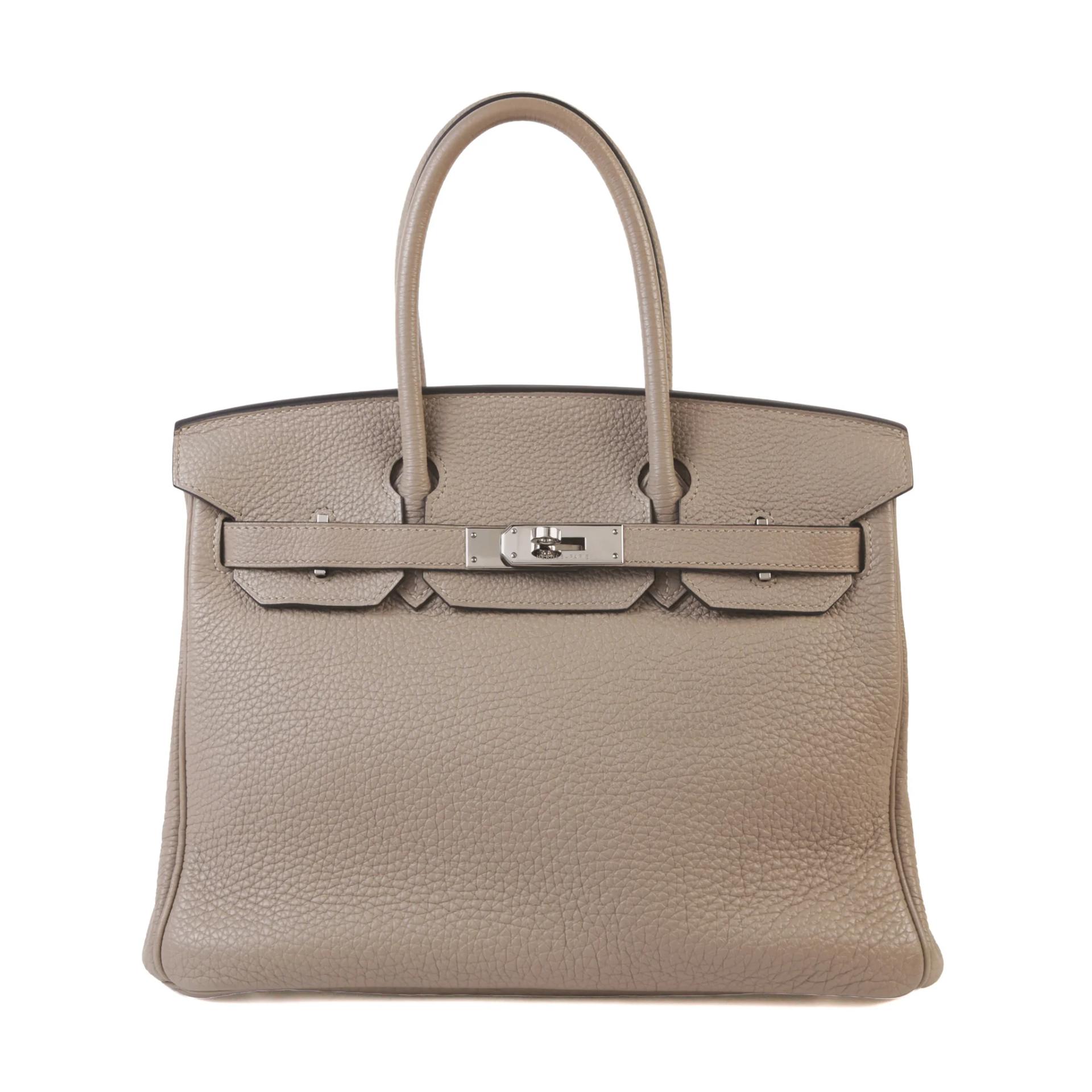 Very Good ( Rank A) HERMÈS Birkin 30 Gris Tourterelle (81) Clemence Palladium hardware Square M (2009) - 1