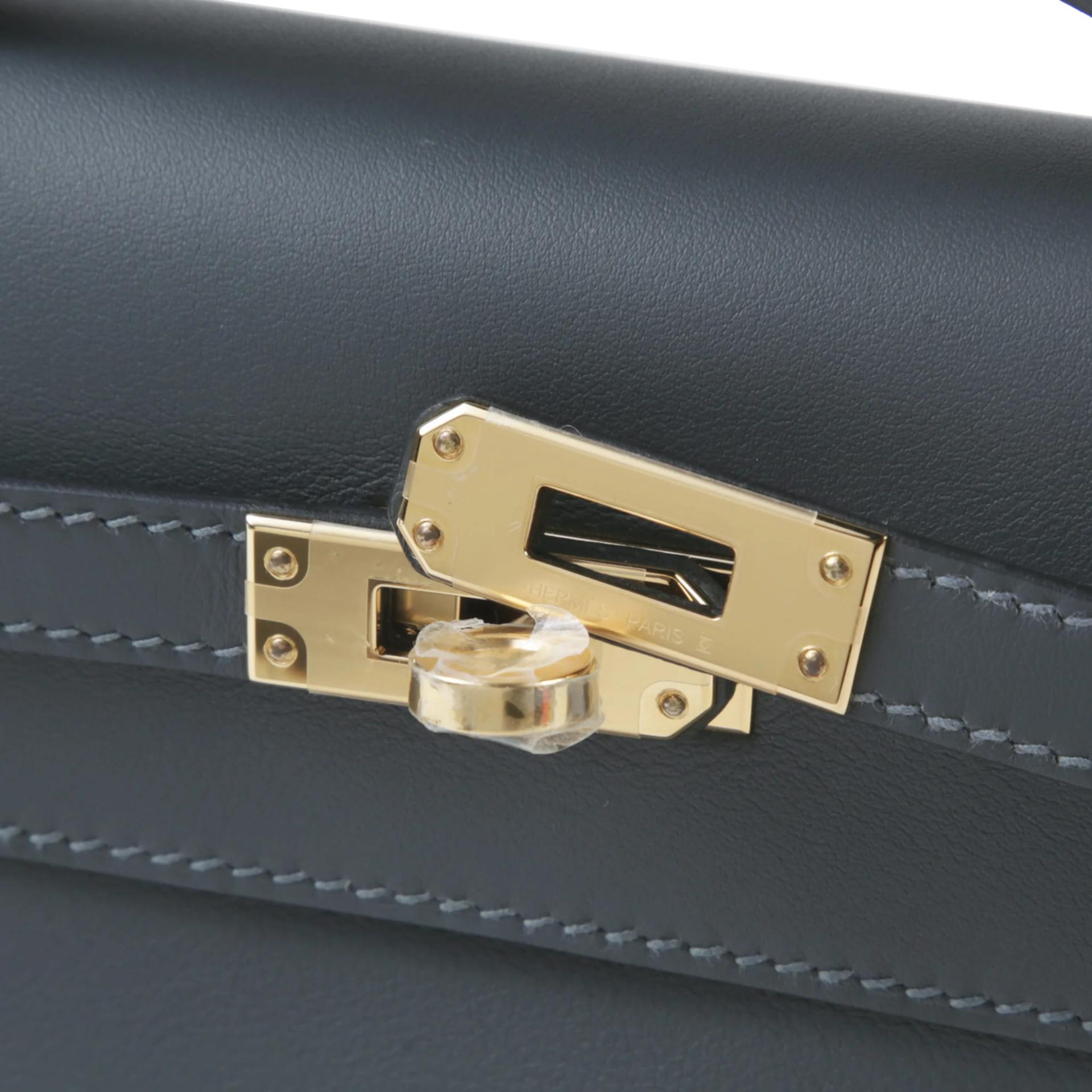 Unused ( Rank NS ) HERMÈS Kelly Pochette Gris misty (H0) Swift Gold hardware K (2025) - 8