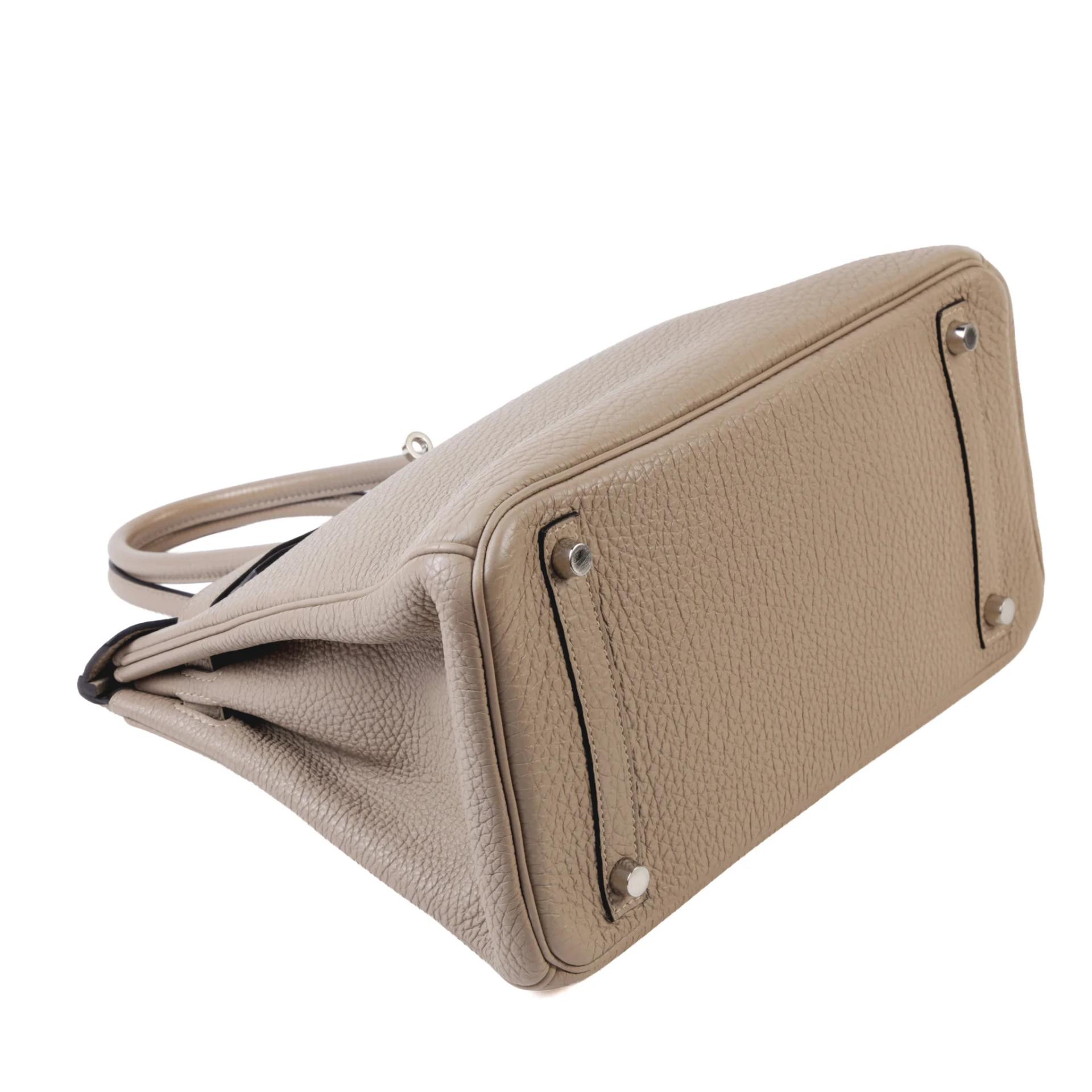 Very Good ( Rank A) HERMÈS Birkin 30 Gris Tourterelle (81) Clemence Palladium hardware Square M (2009) - 4