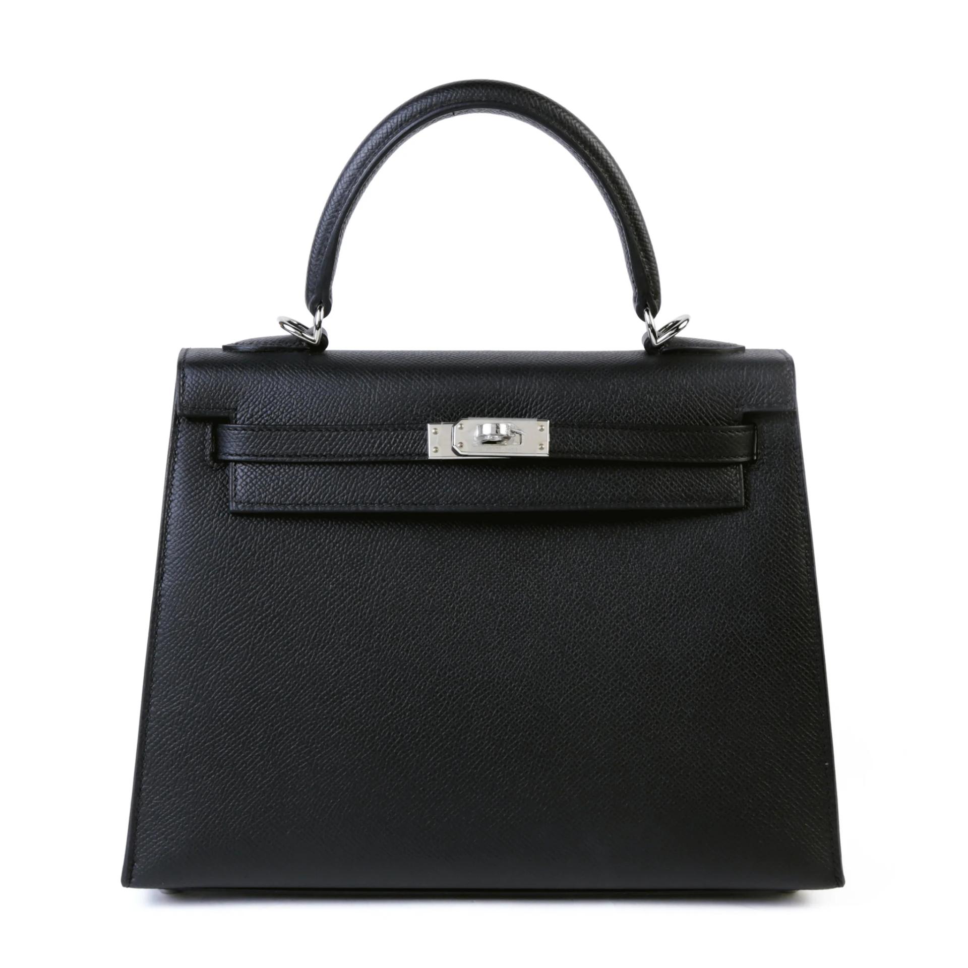 Very Good ( Rank A) HERMÈS Kelly 25 Sellier Noir (89) Epsom Palladium hardware K (2025) - 1