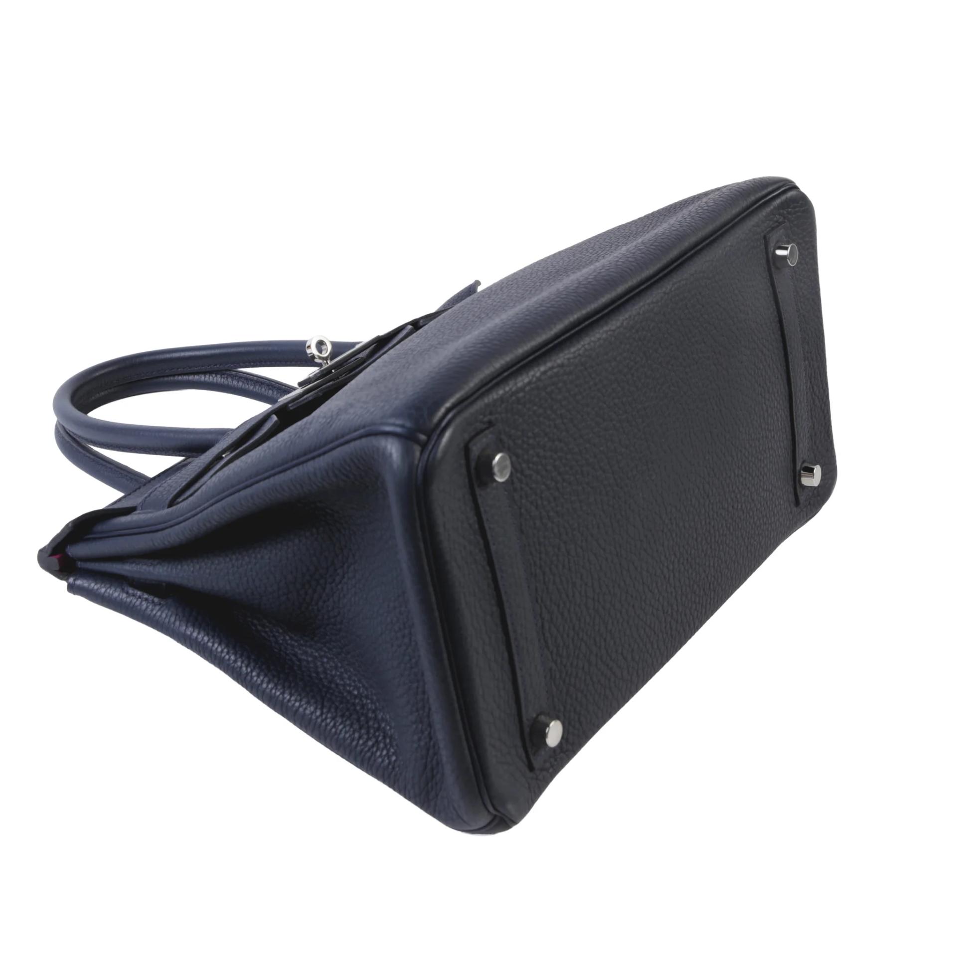 ランク A HERMÈS エルメス バーキン30 ヴェルソ ブルーニュイ (2Z) ローズパープル (L3) トリヨン シルバー金具 C刻印 (2018) - 4