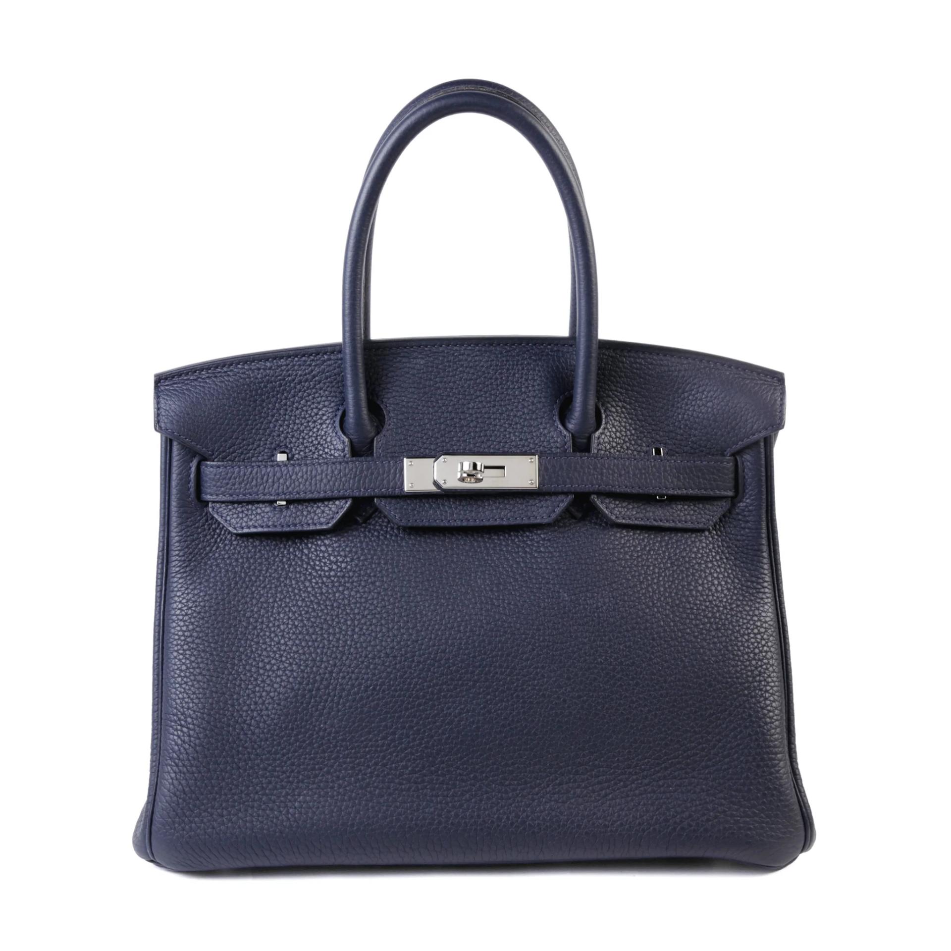 ランク A HERMÈS エルメス バーキン30 ヴェルソ ブルーニュイ (2Z) ローズパープル (L3) トリヨン シルバー金具 C刻印 (2018) - 1