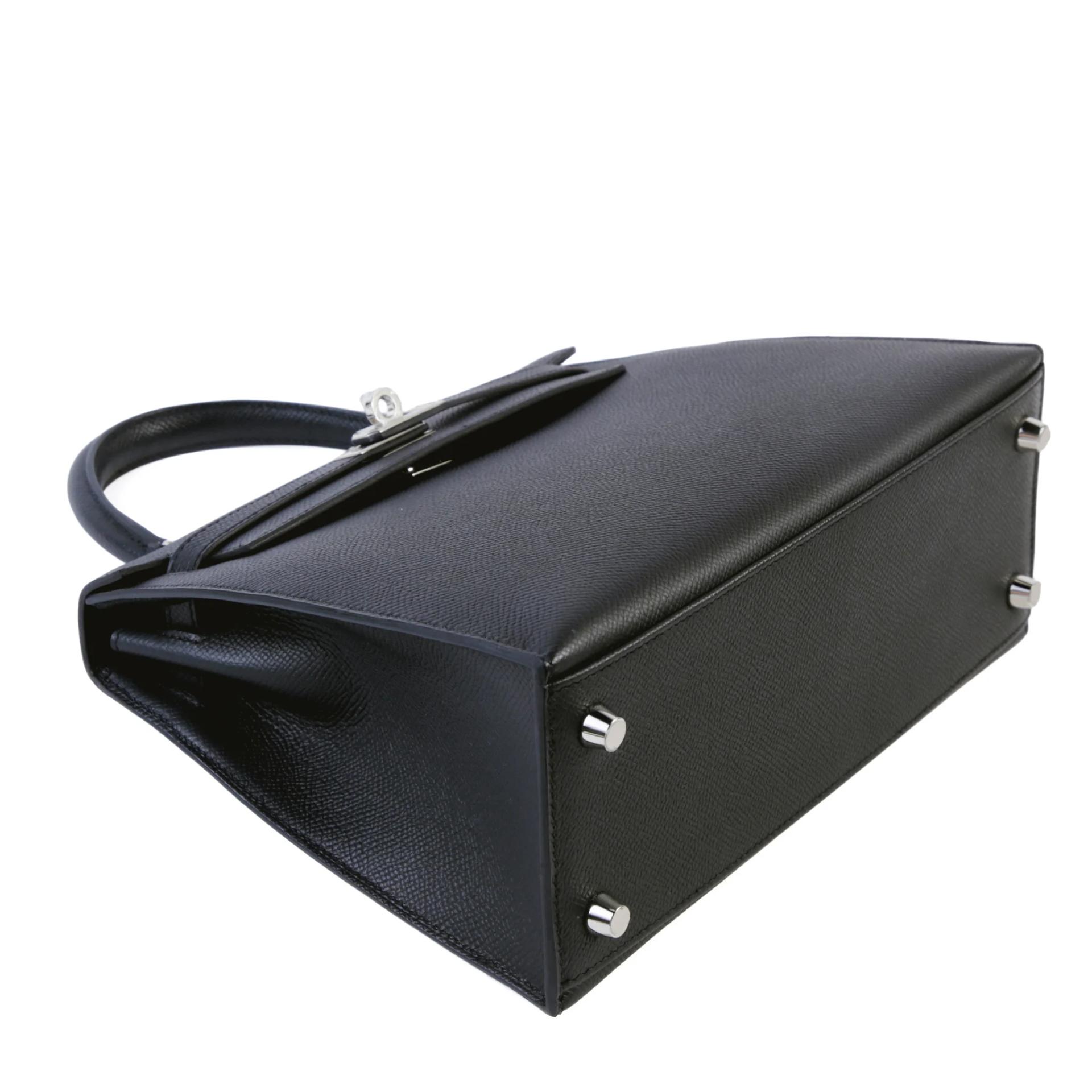 Very Good ( Rank A) HERMÈS Kelly 25 Sellier Noir (89) Epsom Palladium hardware K (2025) - 4