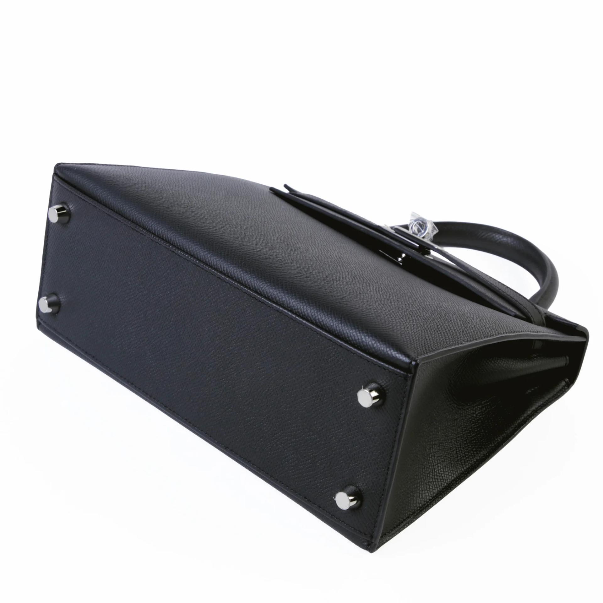 Very Good ( Rank A) HERMÈS Kelly 25 Sellier Noir (89) Epsom Palladium hardware K (2025) - 5