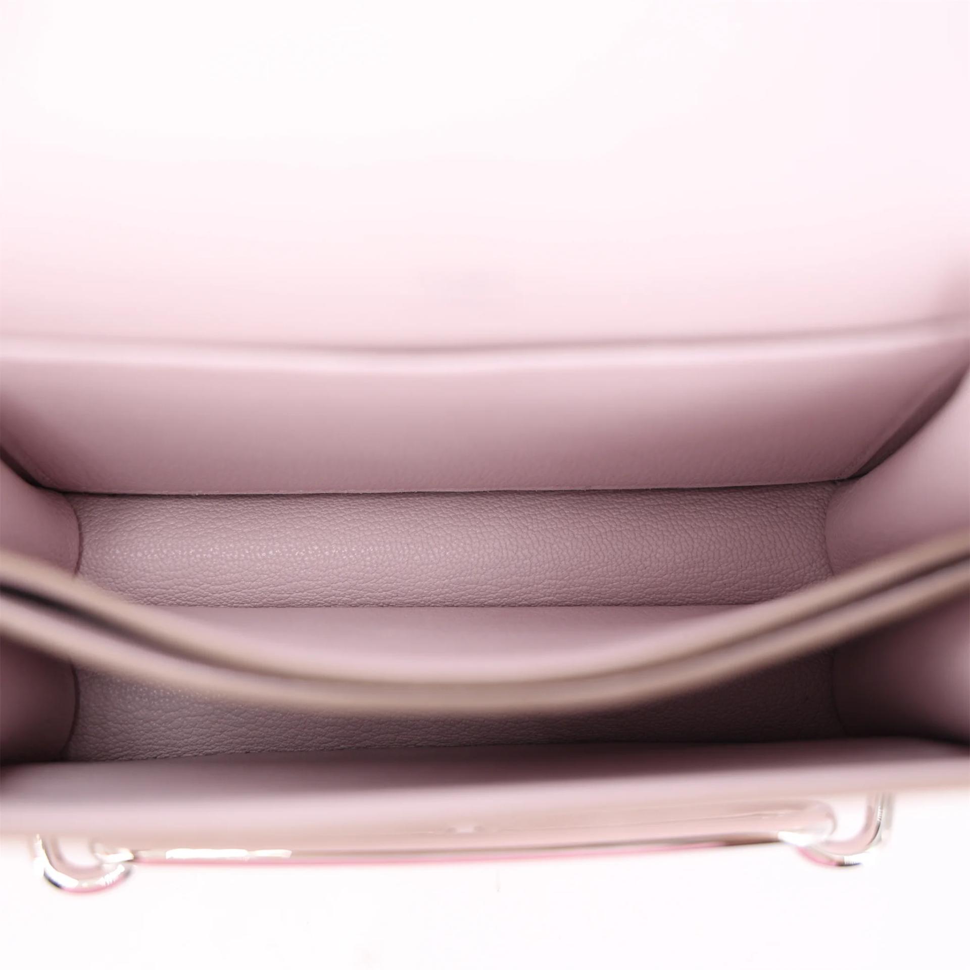 Excellent ( Rank SA ) HERMÈS Roulis Mini Mauve Pale (09) Evercolor Palladium hardware B (2023) - 11