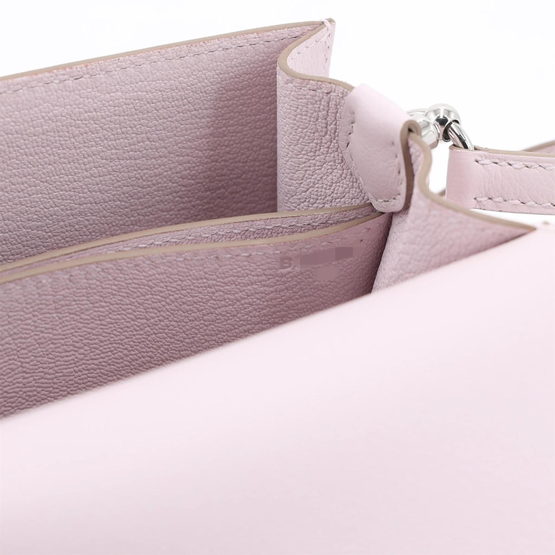 Excellent ( Rank SA ) HERMÈS Roulis Mini Mauve Pale (09) Evercolor Palladium hardware B (2023) - 15