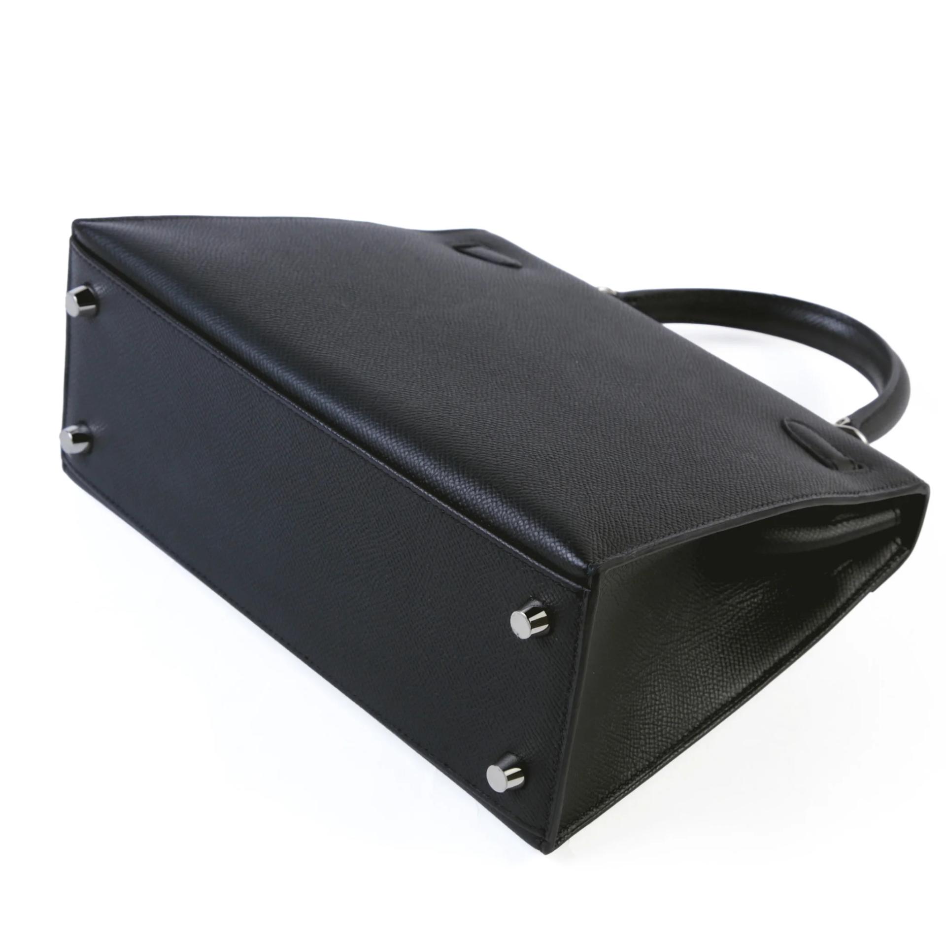 Very Good ( Rank A) HERMÈS Kelly 25 Sellier Noir (89) Epsom Palladium hardware K (2025) - 7