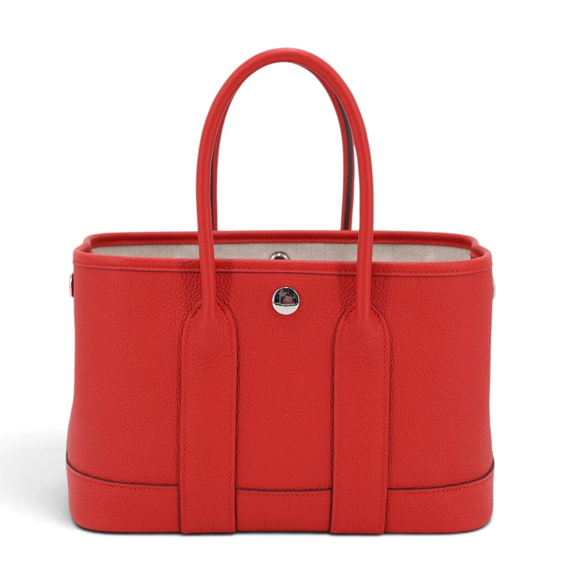 Brand New ( Rank N ) HERMÈS Neo Garden Party 23 Rouge Radieux (O5) Togo Palladium hardware K (2025) - 2
