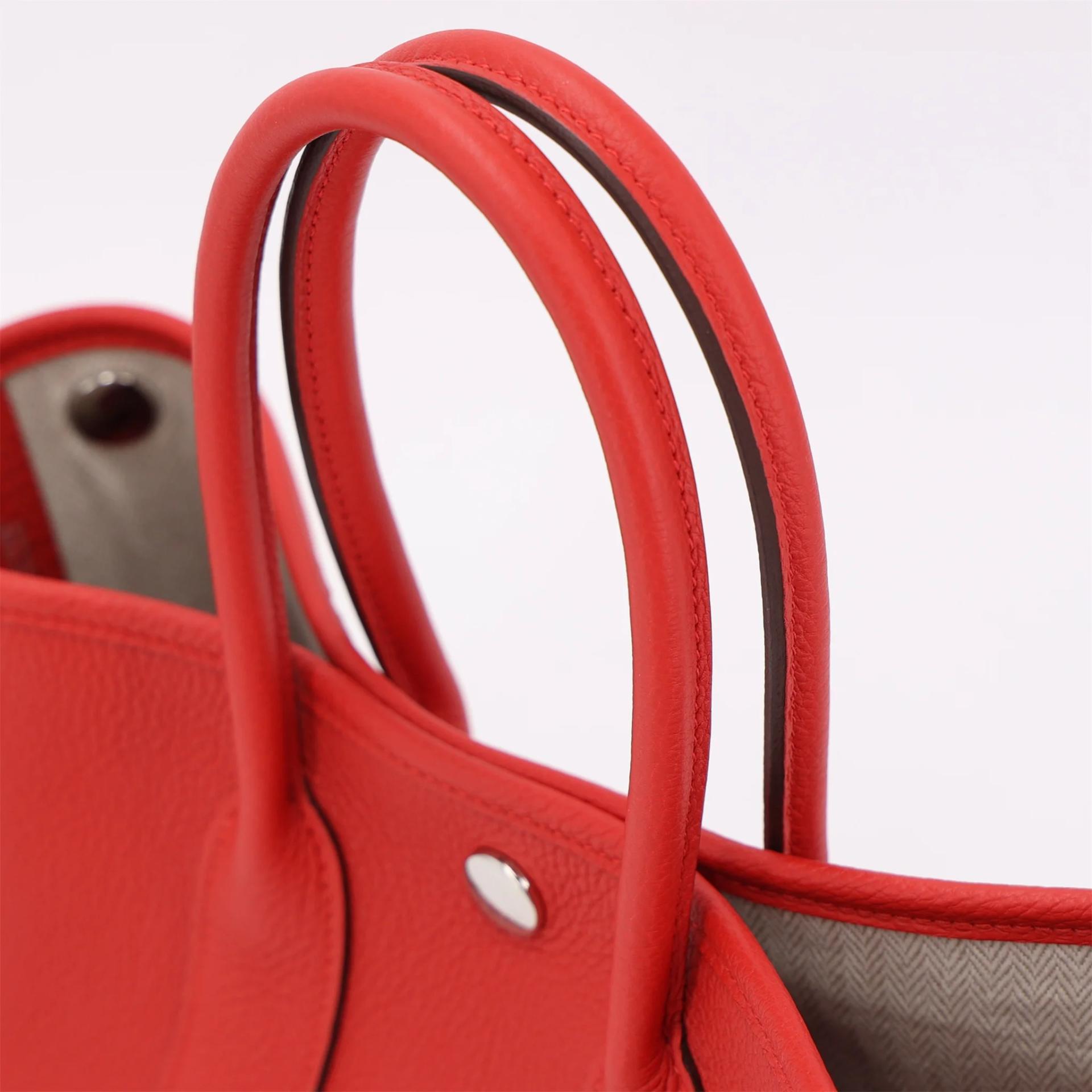 Brand New ( Rank N ) HERMÈS Neo Garden Party 23 Rouge Radieux (O5) Togo Palladium hardware K (2025) - 3