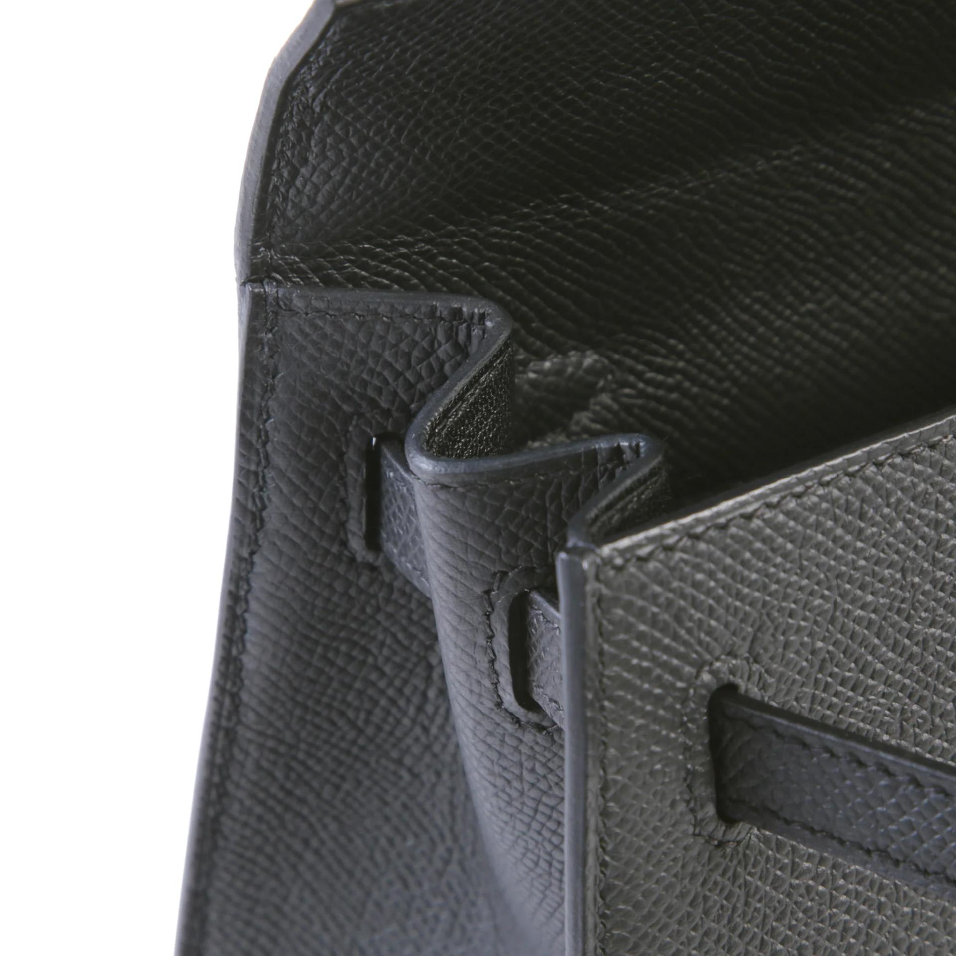 Very Good ( Rank A) HERMÈS Kelly 25 Sellier Noir (89) Epsom Palladium hardware K (2025) - 12