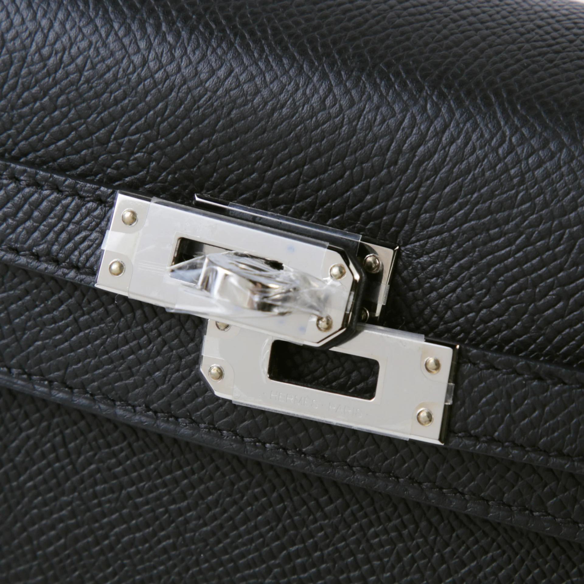 Very Good ( Rank A) HERMÈS Kelly 25 Sellier Noir (89) Epsom Palladium hardware K (2025) - 8
