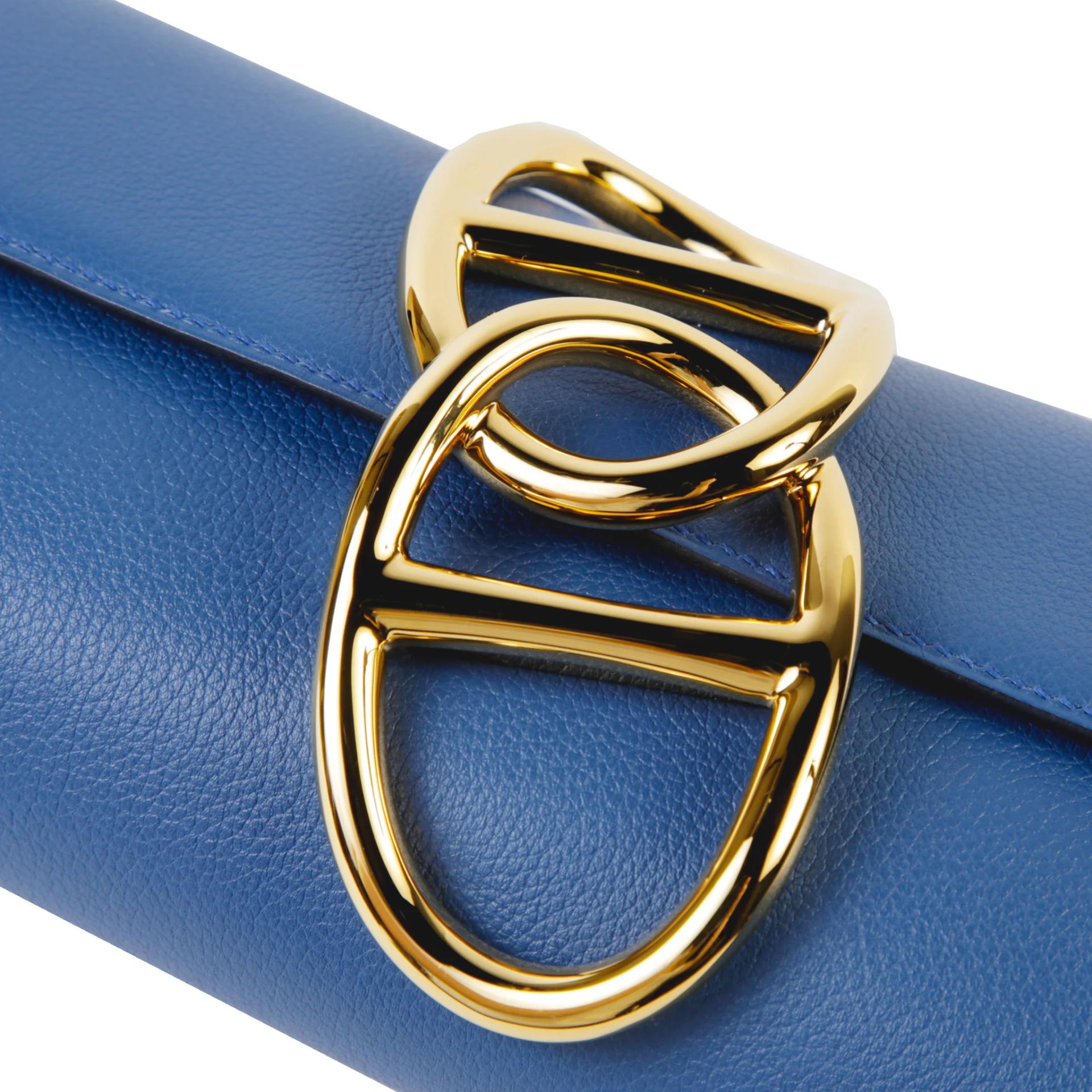 ランク A HERMÈS エルメス エジェ クラッチバッグ ブルー エバーカラー ゴールド金具 A刻印 (2017) - 7