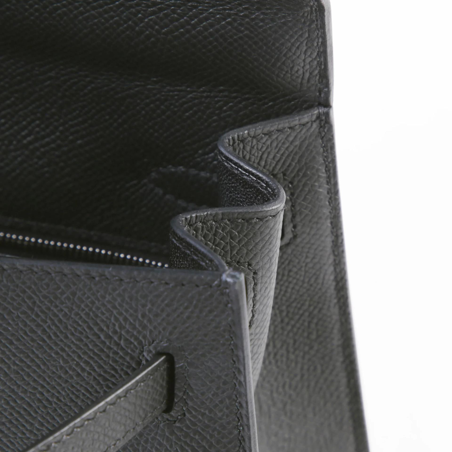 Very Good ( Rank A) HERMÈS Kelly 25 Sellier Noir (89) Epsom Palladium hardware K (2025) - 11