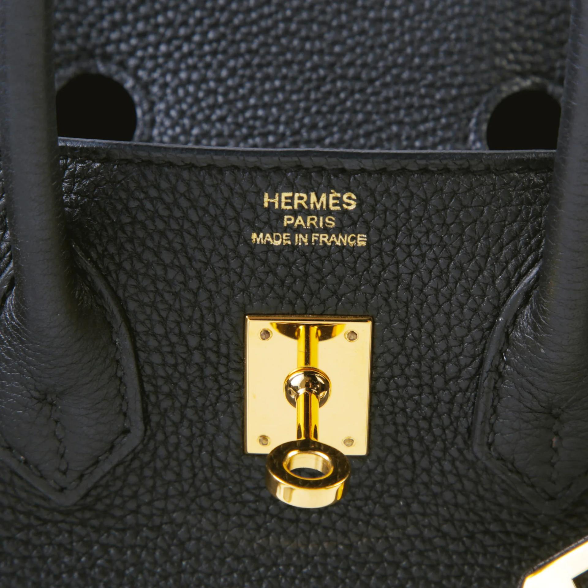 ランク A HERMÈS エルメス バーキン25 ブラック (89) トゴ ゴールド金具 T刻印 (2015) - 9