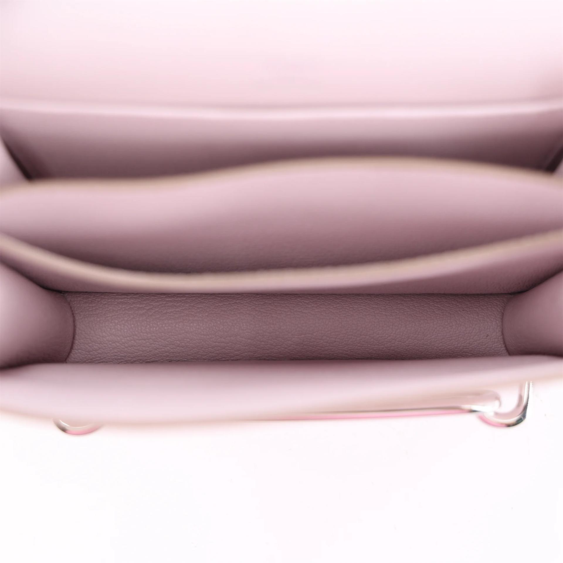 Excellent ( Rank SA ) HERMÈS Roulis Mini Mauve Pale (09) Evercolor Palladium hardware B (2023) - 12