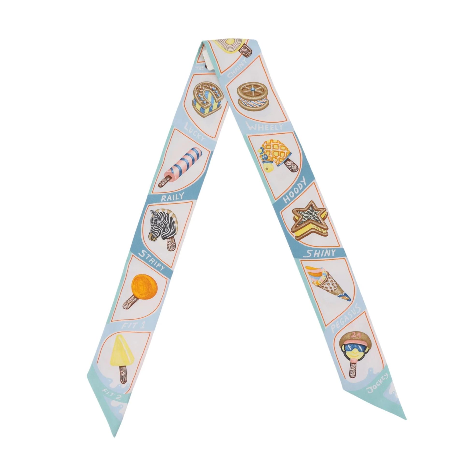 Brand New ( Rank N ) HERMÈS Twilly Funny Ice Cream Blue Silk - 2