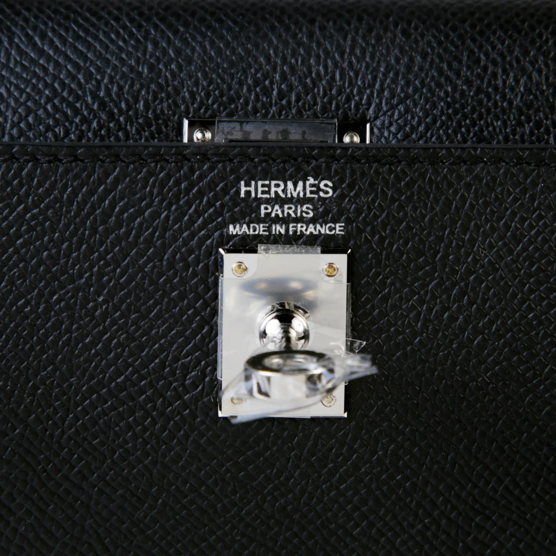 Very Good ( Rank A) HERMÈS Kelly 25 Sellier Noir (89) Epsom Palladium hardware K (2025) - 9