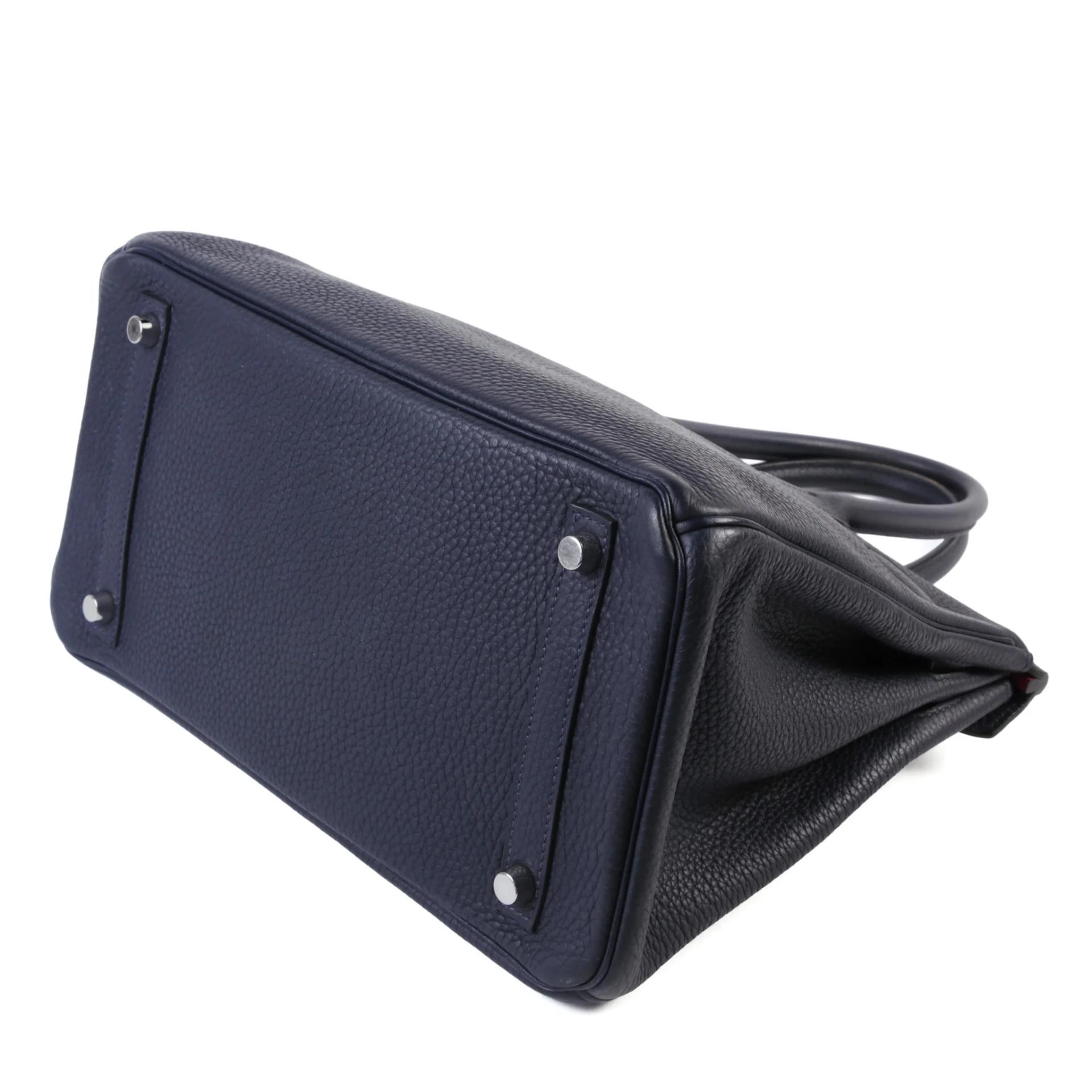 ランク A HERMÈS エルメス バーキン30 ヴェルソ ブルーニュイ (2Z) ローズパープル (L3) トリヨン シルバー金具 C刻印 (2018) - 7