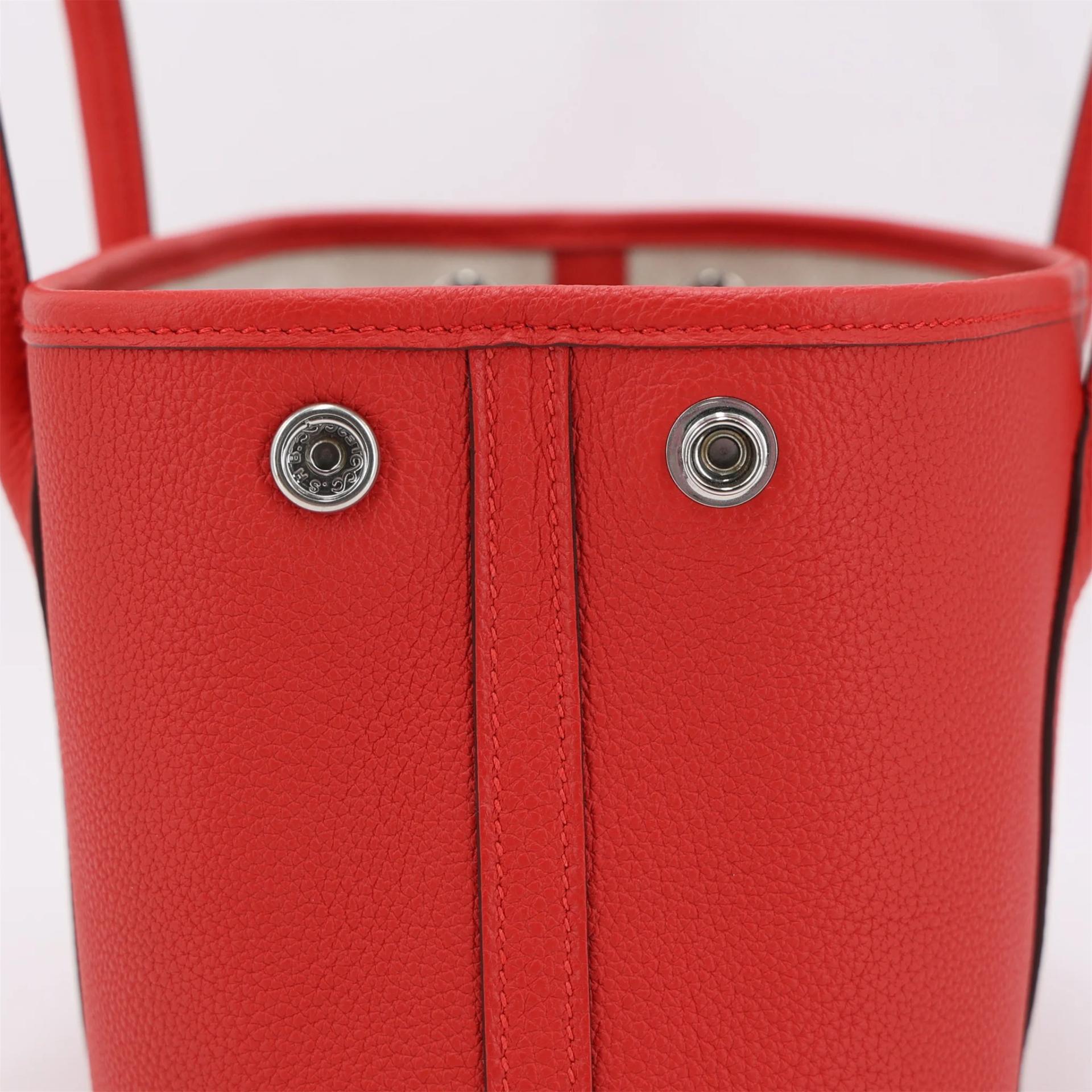 Brand New ( Rank N ) HERMÈS Neo Garden Party 23 Rouge Radieux (O5) Togo Palladium hardware K (2025) - 9