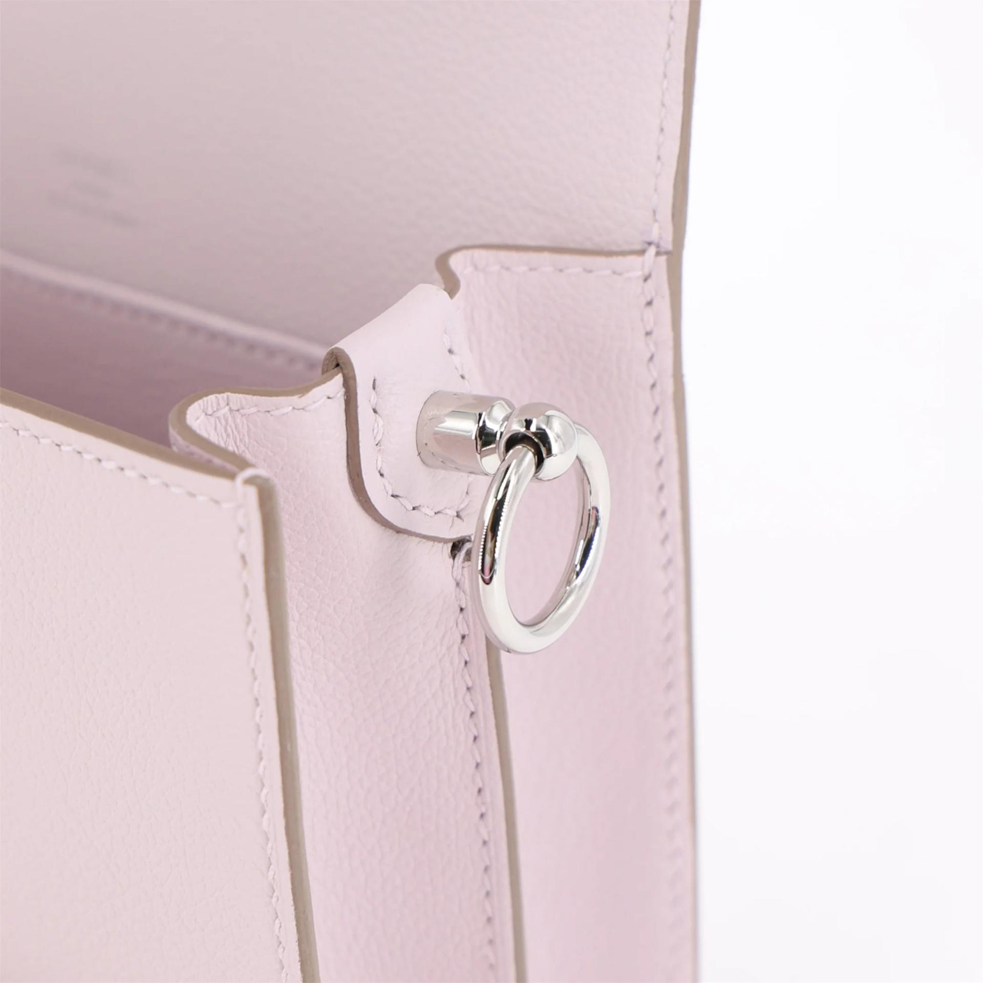 Excellent ( Rank SA ) HERMÈS Roulis Mini Mauve Pale (09) Evercolor Palladium hardware B (2023) - 10