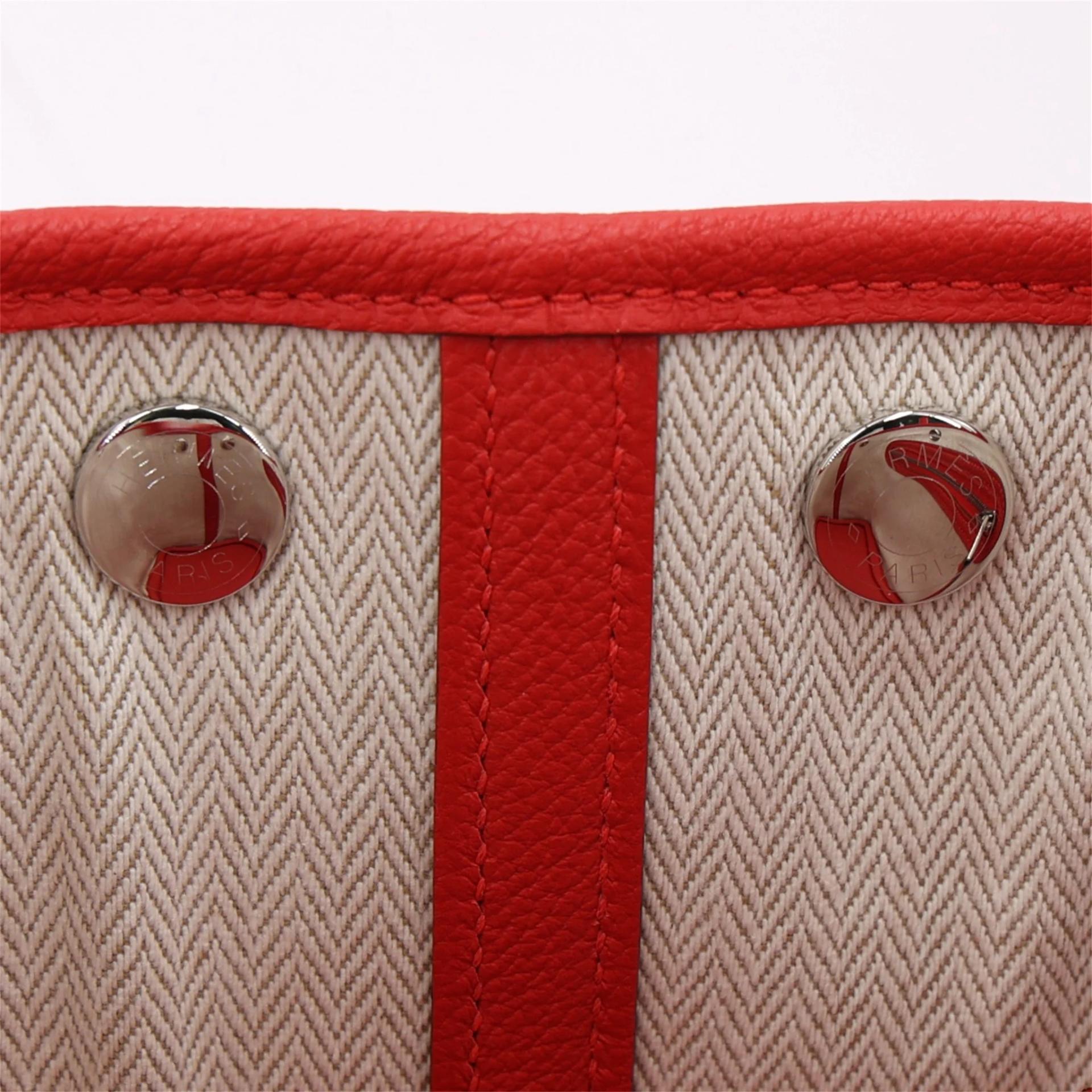 Brand New ( Rank N ) HERMÈS Neo Garden Party 23 Rouge Radieux (O5) Togo Palladium hardware K (2025) - 11