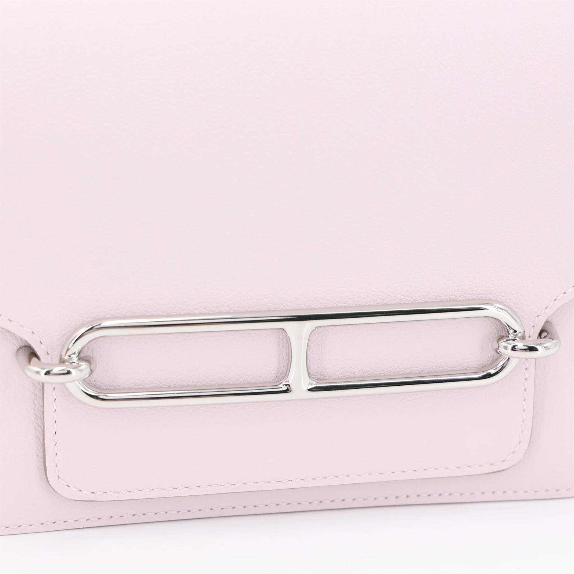 Excellent ( Rank SA ) HERMÈS Roulis Mini Mauve Pale (09) Evercolor Palladium hardware B (2023) - 7