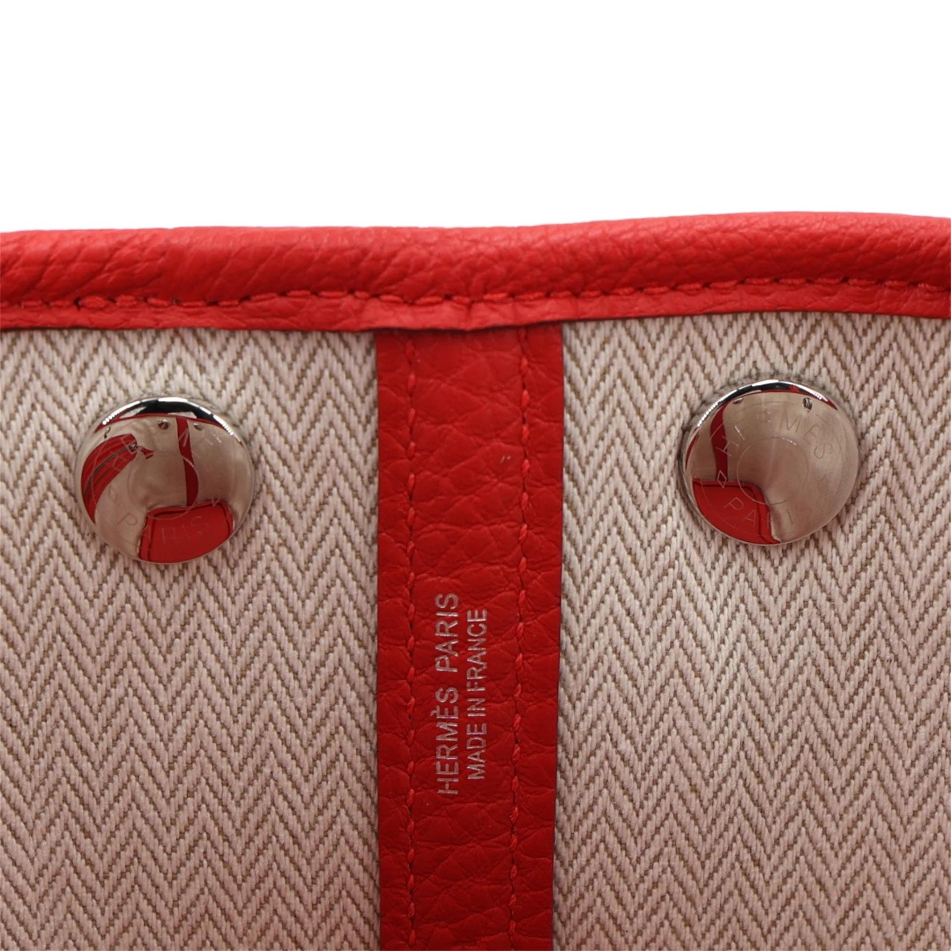 Brand New ( Rank N ) HERMÈS Neo Garden Party 23 Rouge Radieux (O5) Togo Palladium hardware K (2025) - 10