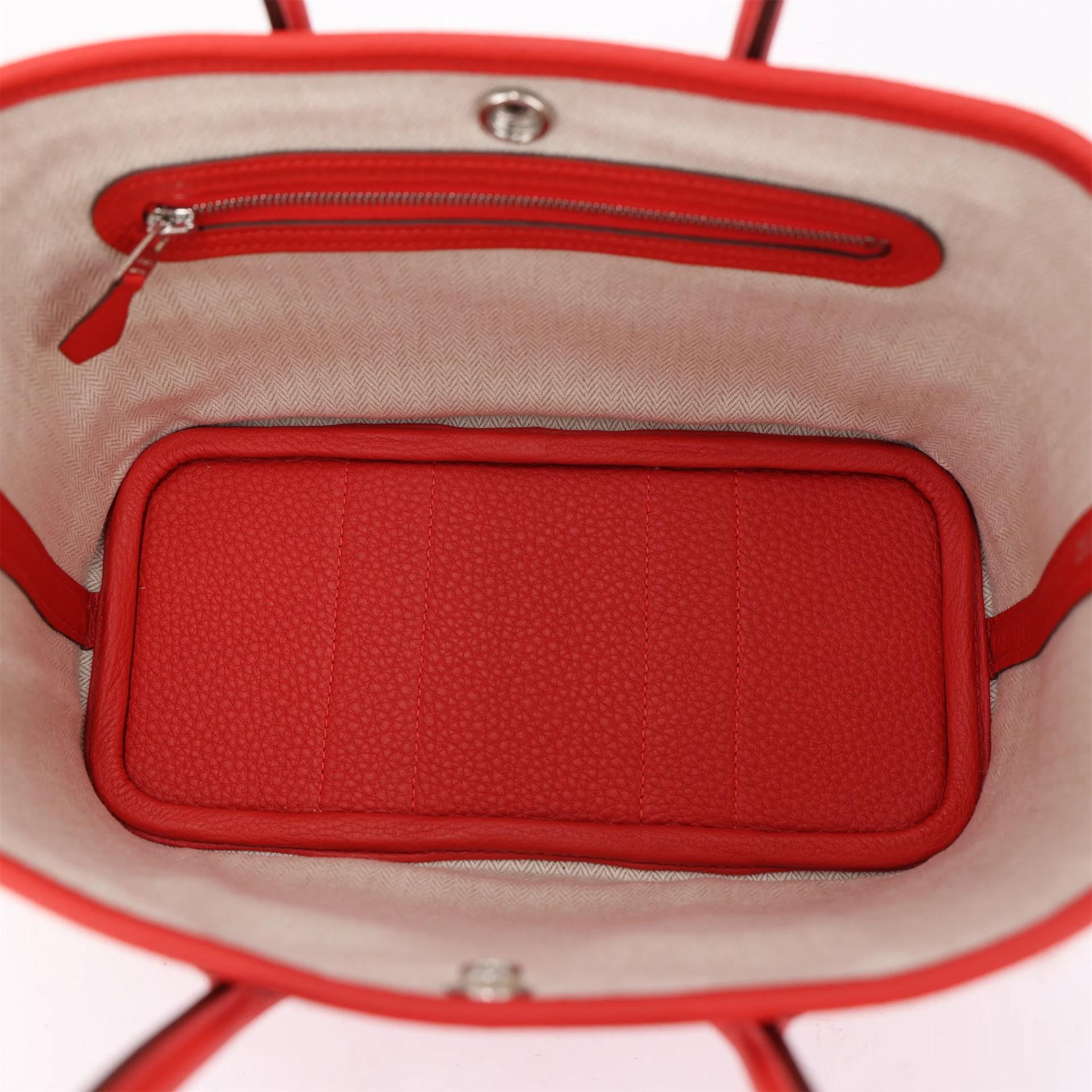 Brand New ( Rank N ) HERMÈS Neo Garden Party 23 Rouge Radieux (O5) Togo Palladium hardware K (2025) - 12