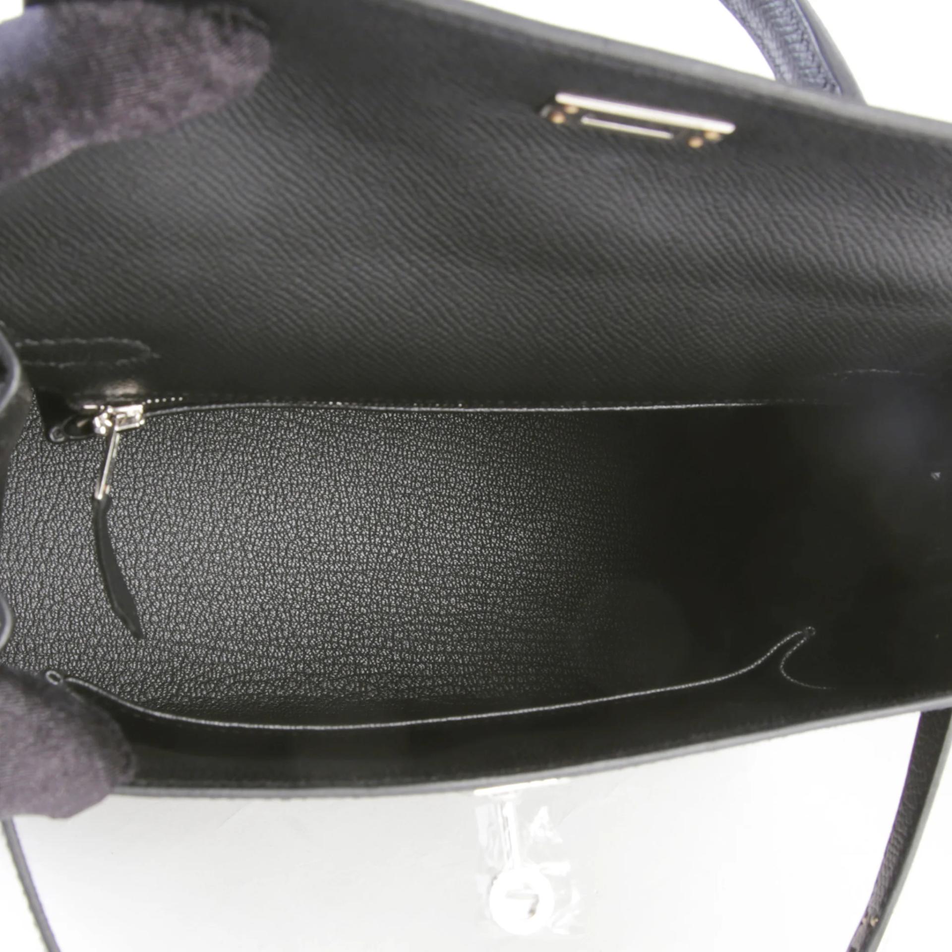 Very Good ( Rank A) HERMÈS Kelly 25 Sellier Noir (89) Epsom Palladium hardware K (2025) - 10