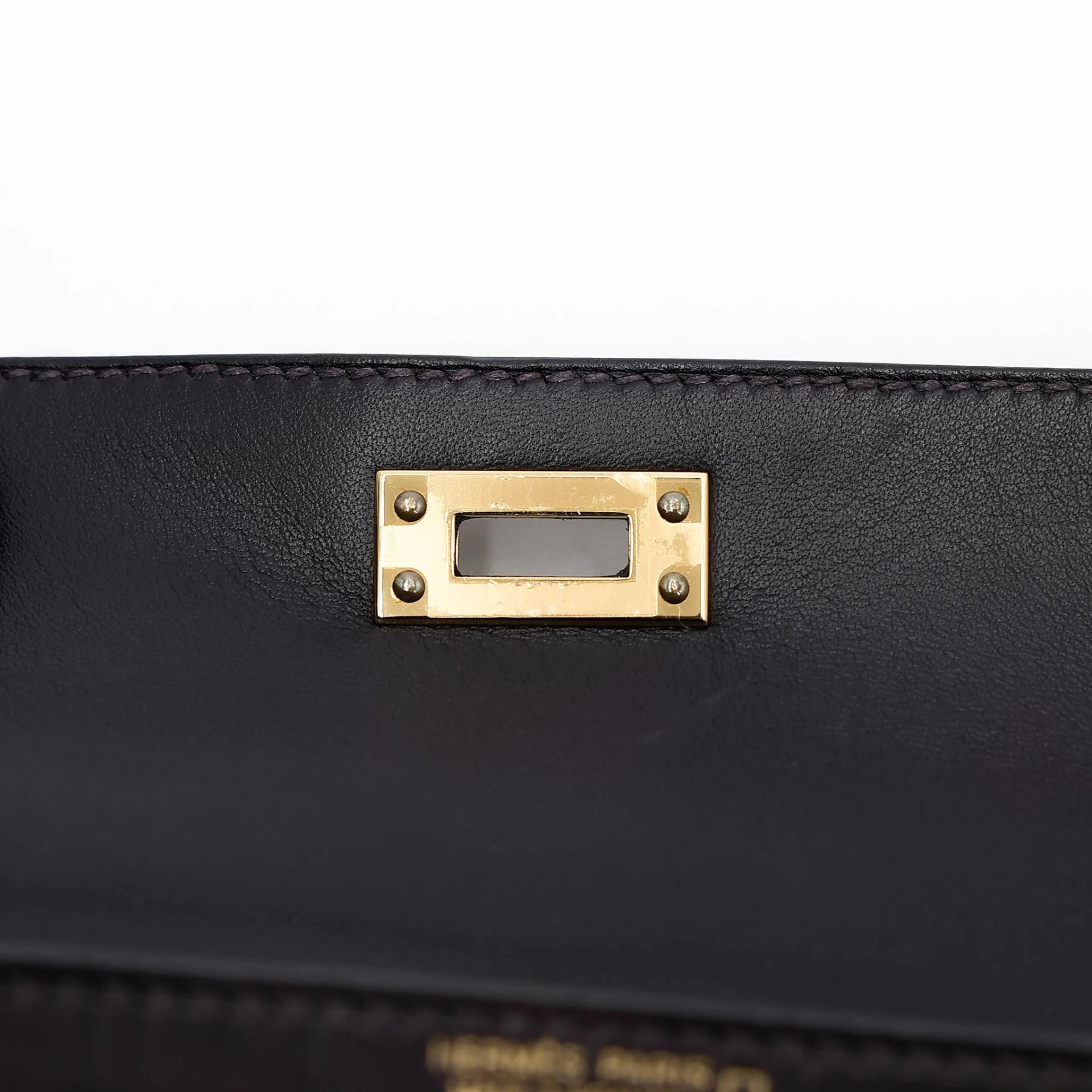 Very Good ( Rank A) HERMÈS Mini Kelly II Prunoir (3W) Matte Alligator Gold hardware Z (2021) - 12