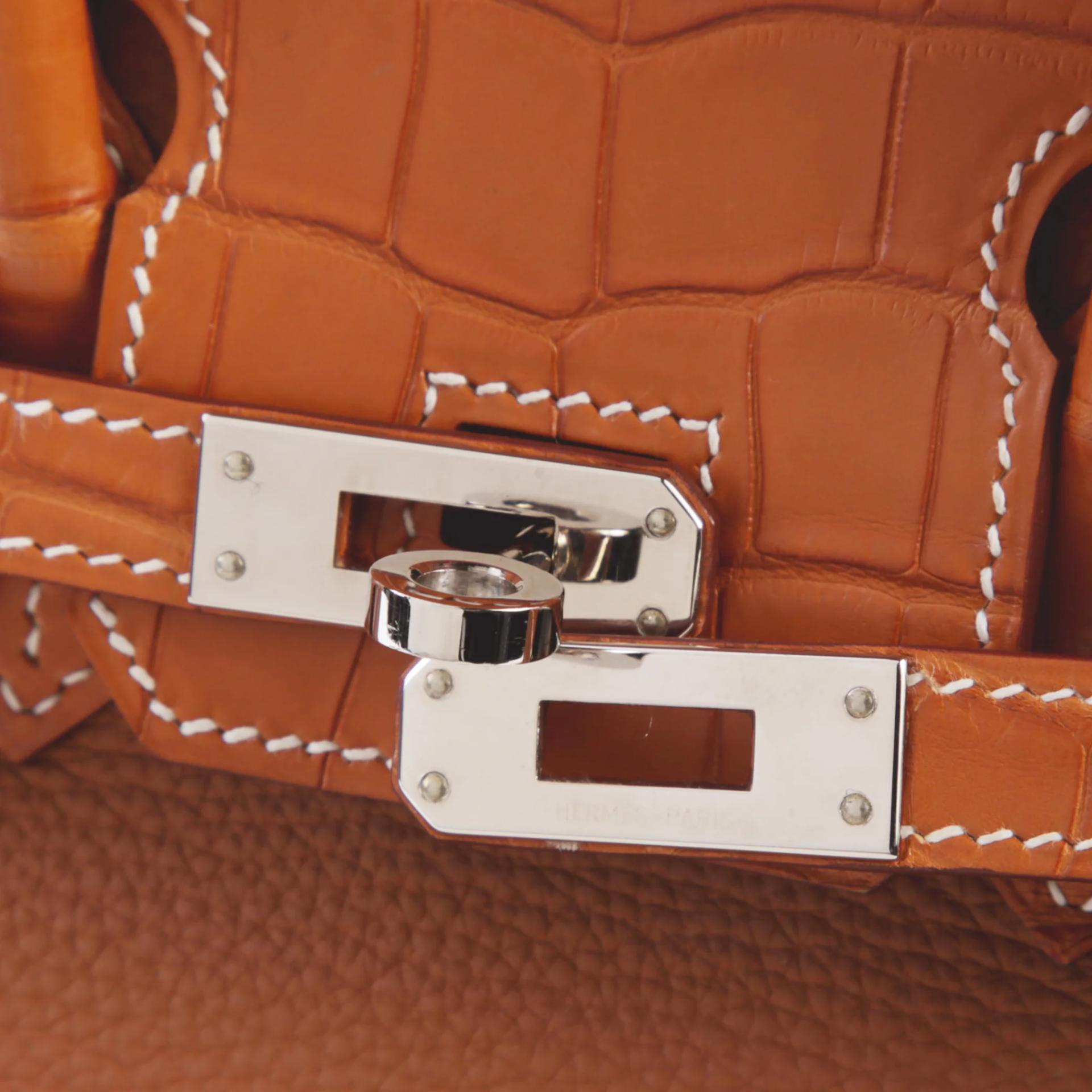 ランク A HERMÈS エルメス バーキン25 タッチ ゴールド (37) トゴ クロコダイル アリゲーター シルバー金具 Z刻印 (2021) - 8