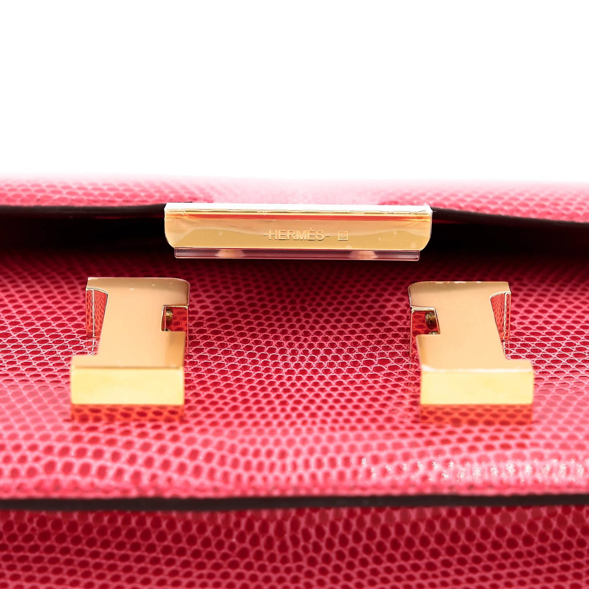 Unused ( Rank NS ) HERMÈS Constance Mini Rose Extreme (I6) Shiny Lizard Gold hardware Y (2020) - 25