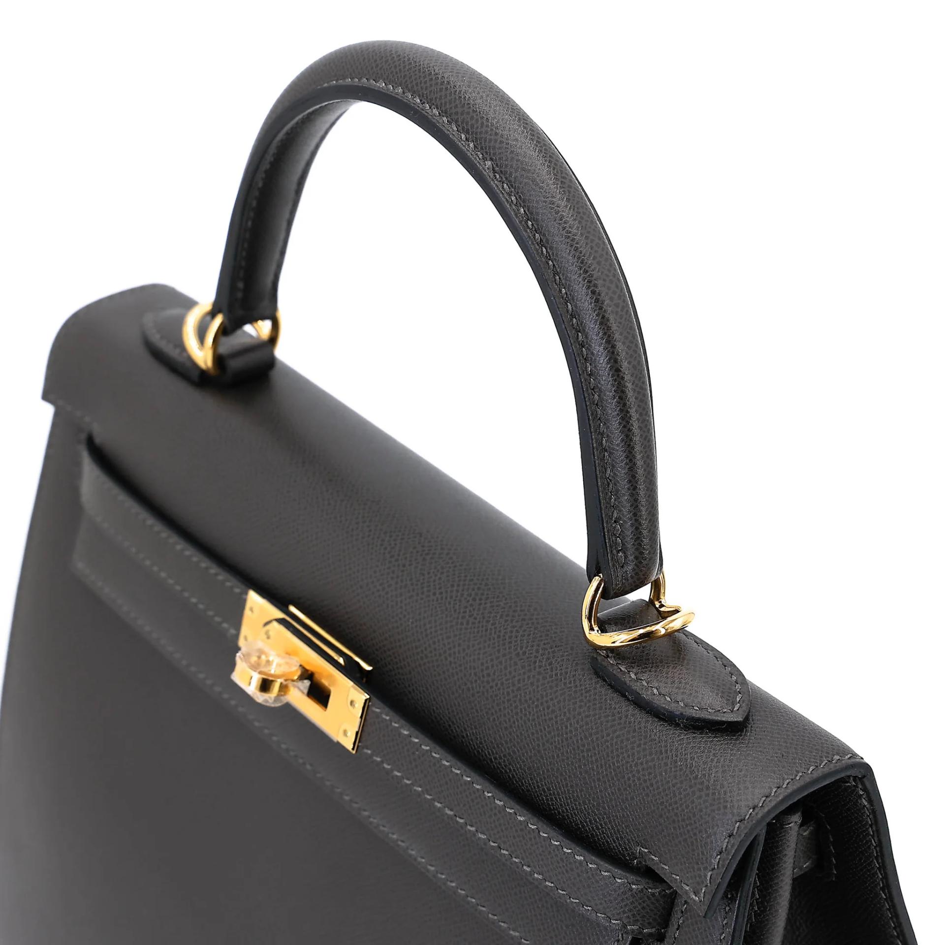 Unused ( Rank NS ) HERMÈS Kelly 25 Sellier Graphite (88) Madame Gold hardware W (2024) - 3