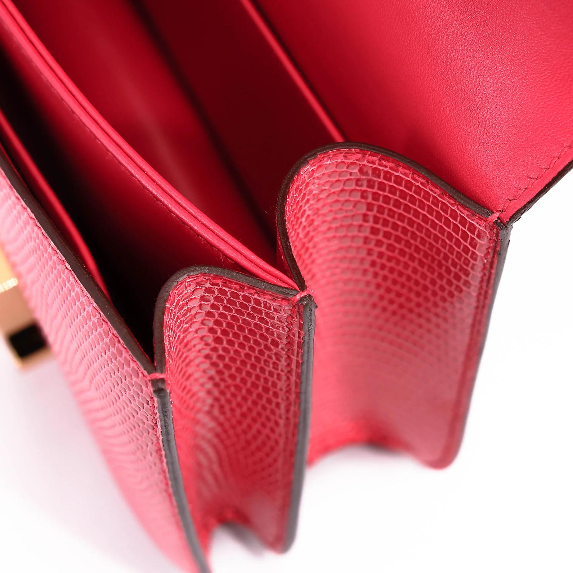Unused ( Rank NS ) HERMÈS Constance Mini Rose Extreme (I6) Shiny Lizard Gold hardware Y (2020) - 31